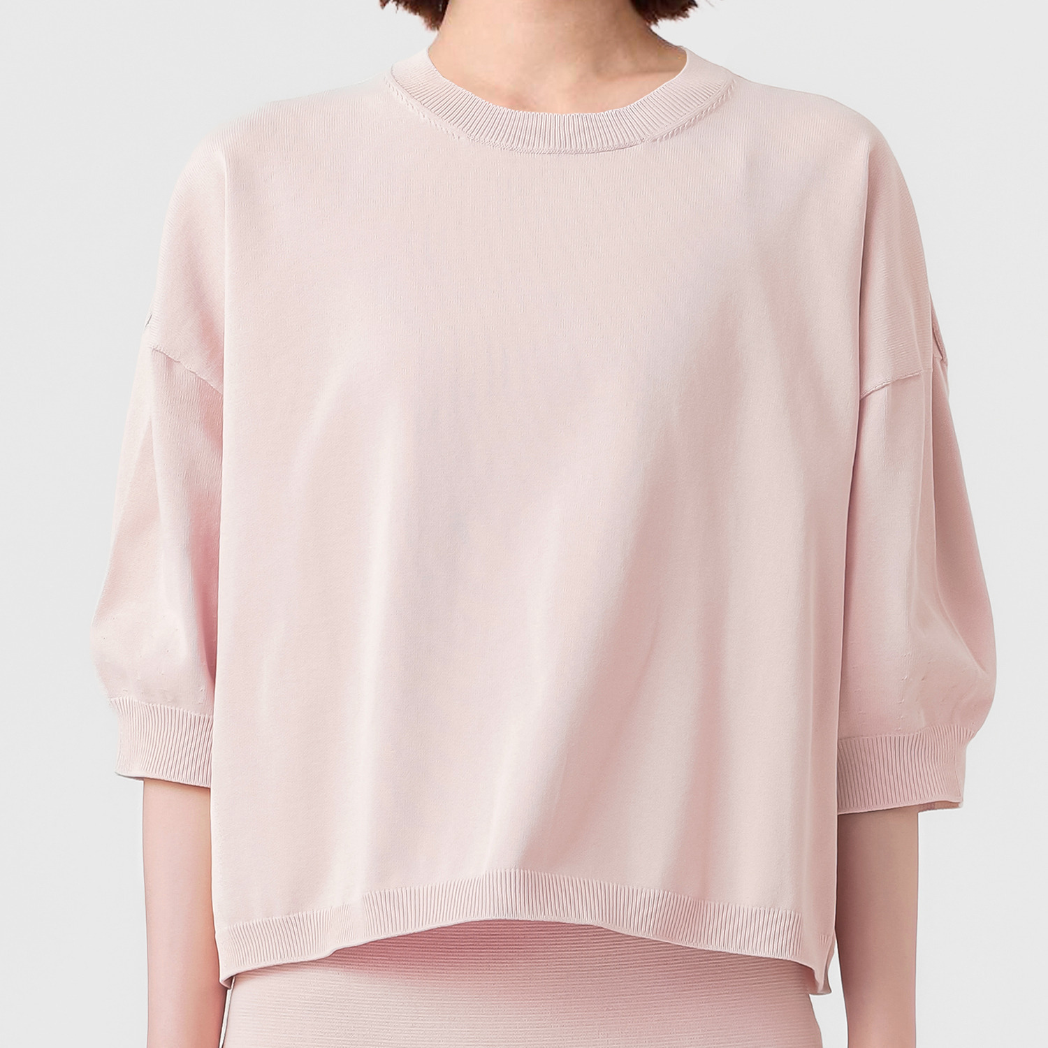 エマキュレイト 日本製 ホールガーメント 天竺 クルーネック ニットプルオーバー