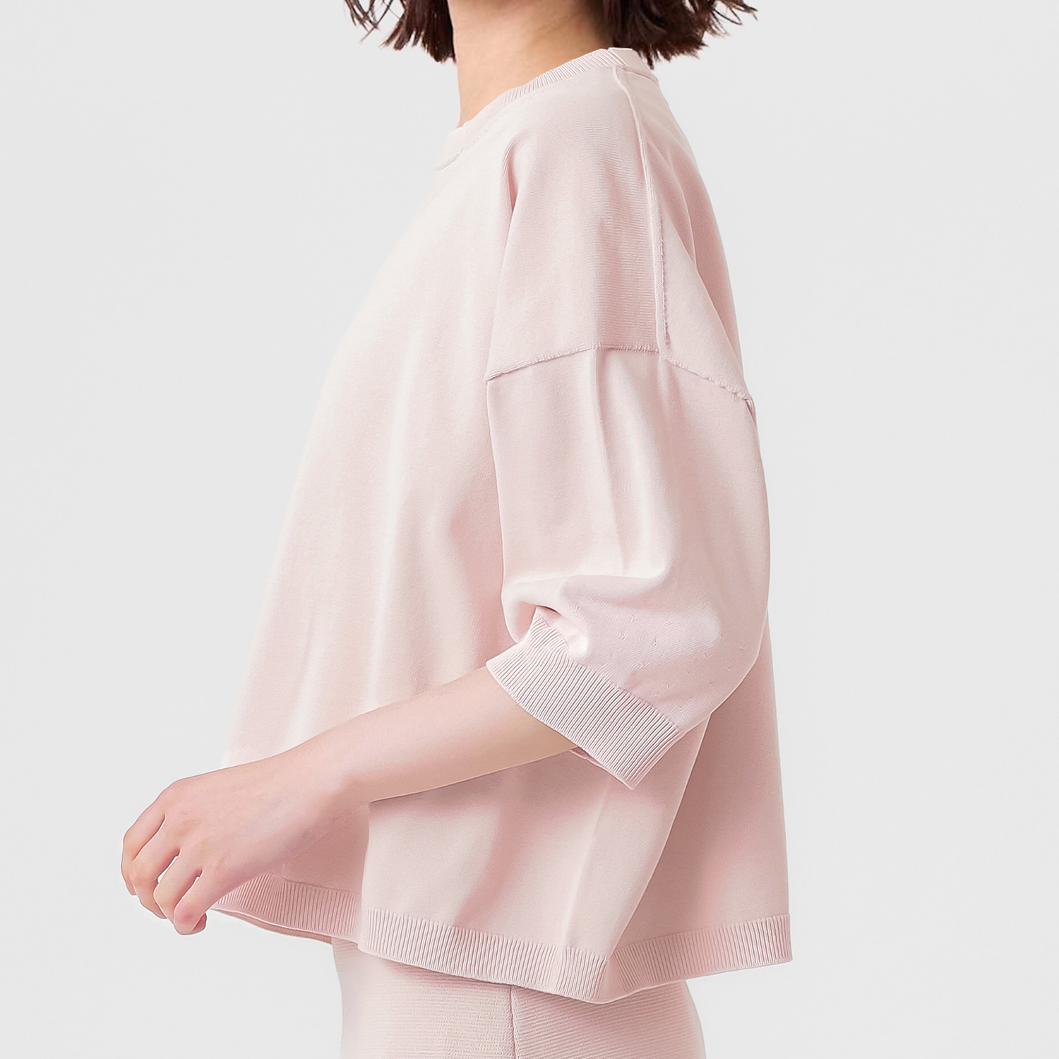 エマキュレイト 日本製 ホールガーメント 天竺 クルーネック ニットプルオーバー