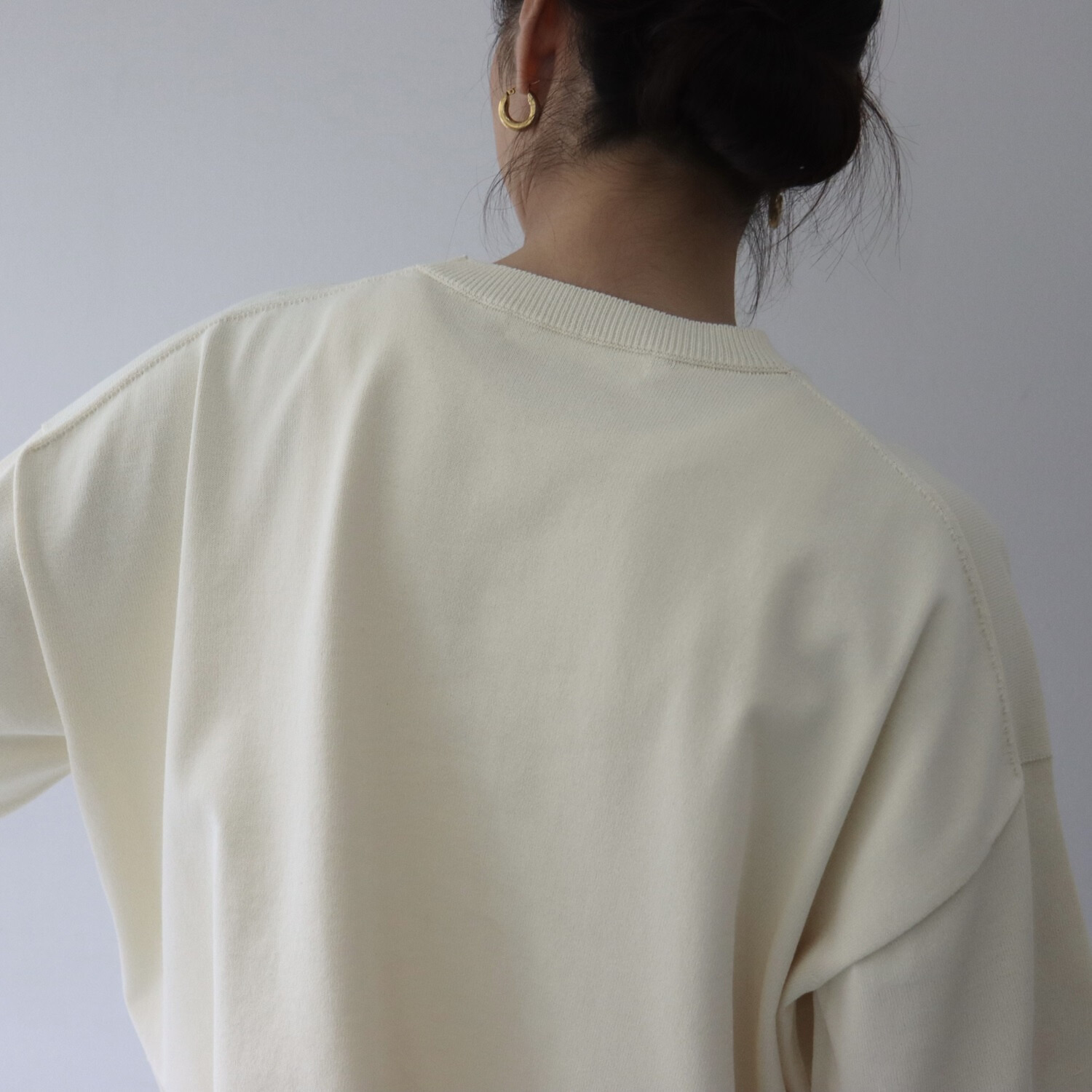 エマキュレイト 日本製 ホールガーメント 天竺 クルーネック ニットプルオーバー