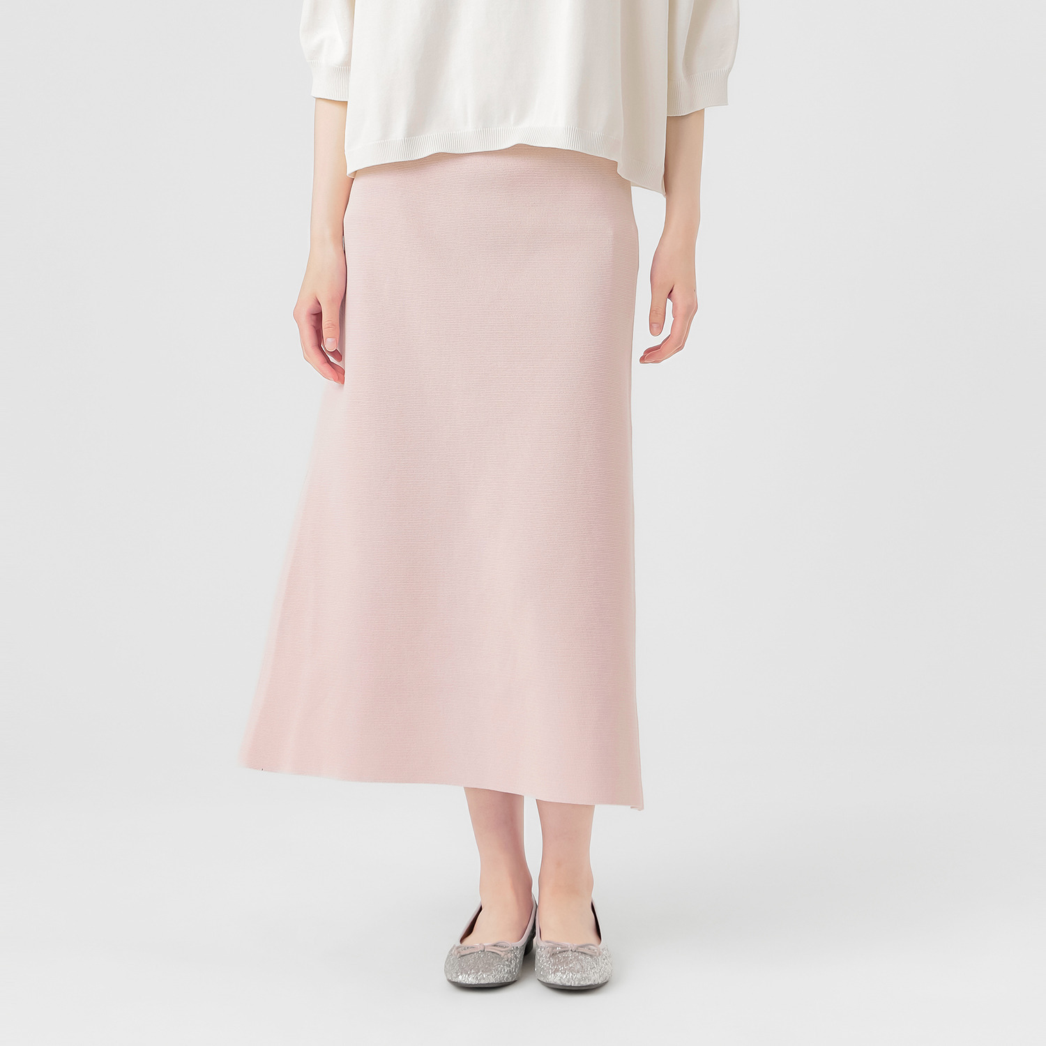 エマキュレイト 日本製 ホールガーメント ミラノリブ フレアースカート