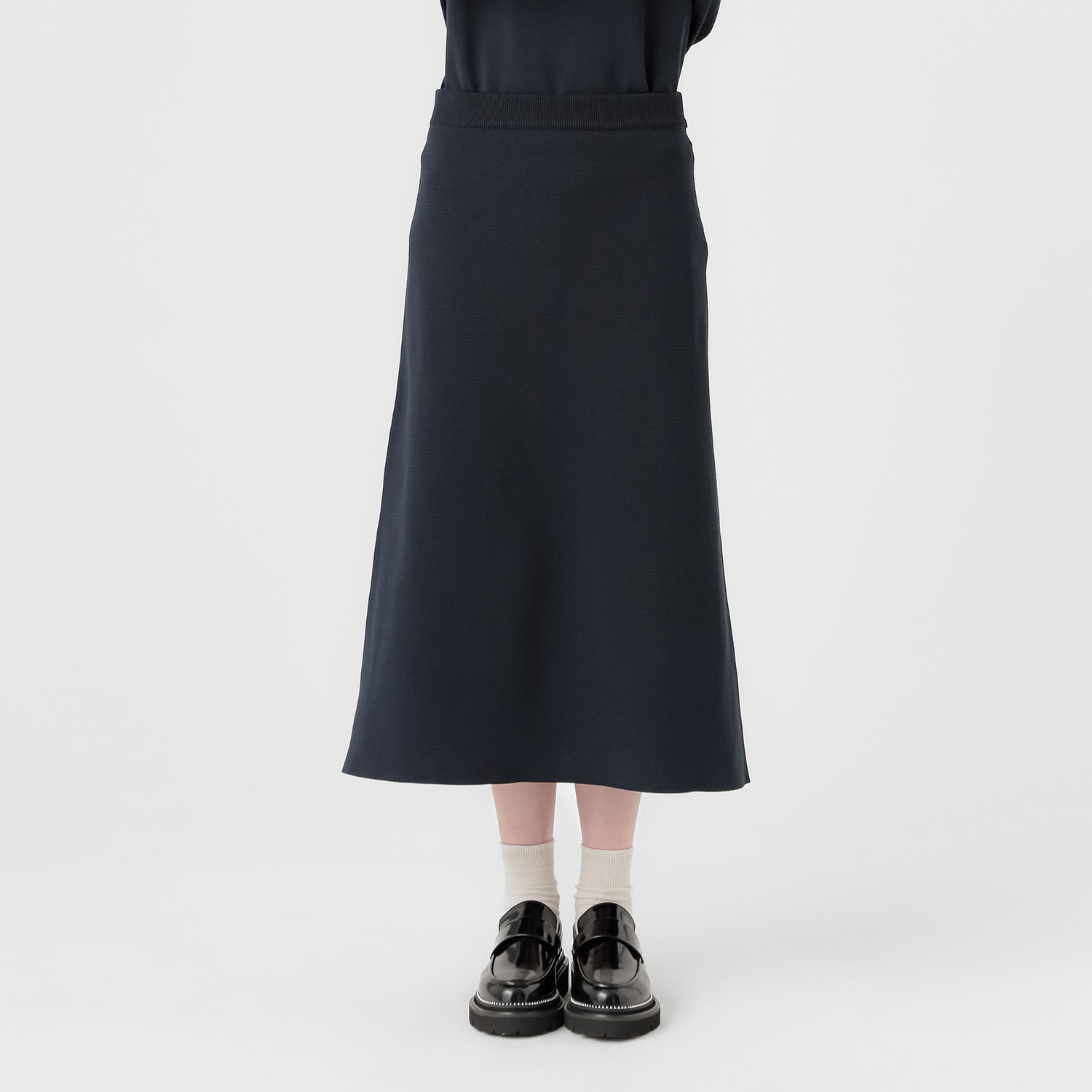 エマキュレイト 日本製 ホールガーメント ミラノリブ フレアースカート