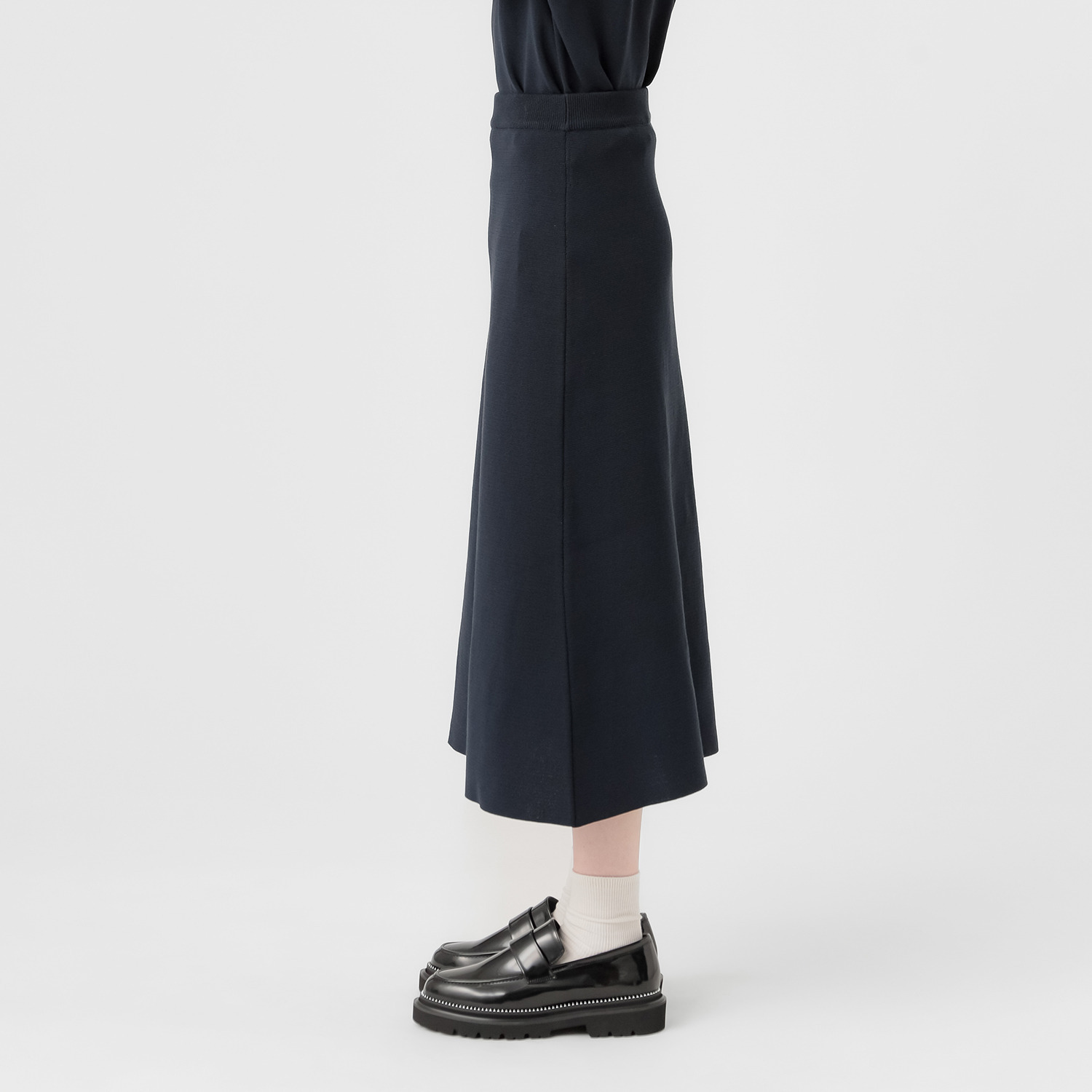 エマキュレイト 日本製 ホールガーメント ミラノリブ フレアースカート