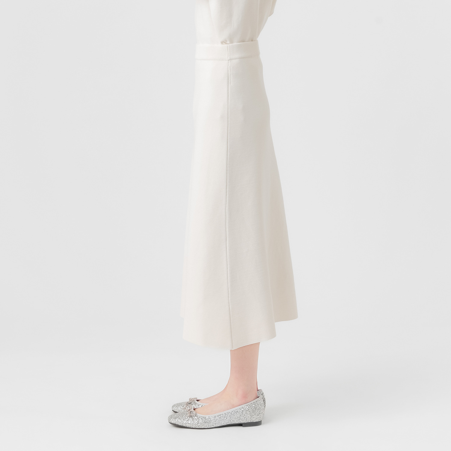 エマキュレイト 日本製 ホールガーメント ミラノリブ フレアースカート