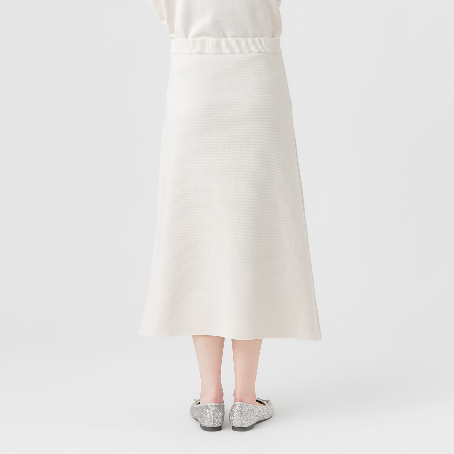 エマキュレイト 日本製 ホールガーメント ミラノリブ フレアースカート