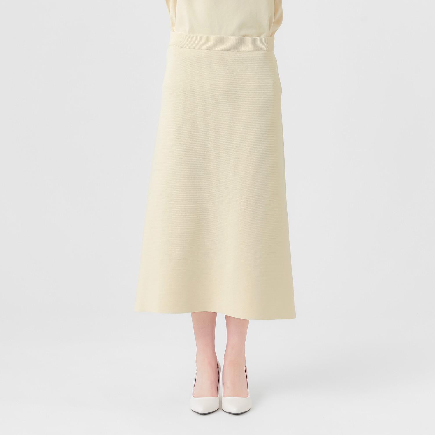 エマキュレイト 日本製 ホールガーメント ミラノリブ フレアースカート