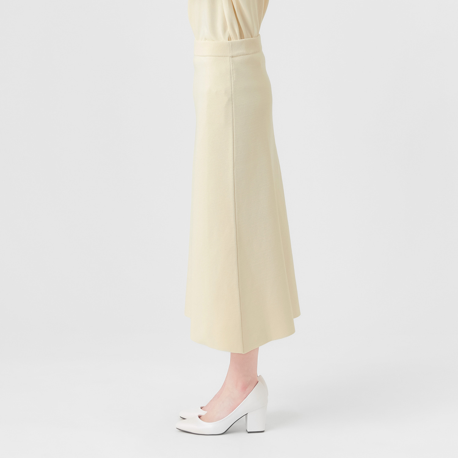 エマキュレイト 日本製 ホールガーメント ミラノリブ フレアースカート