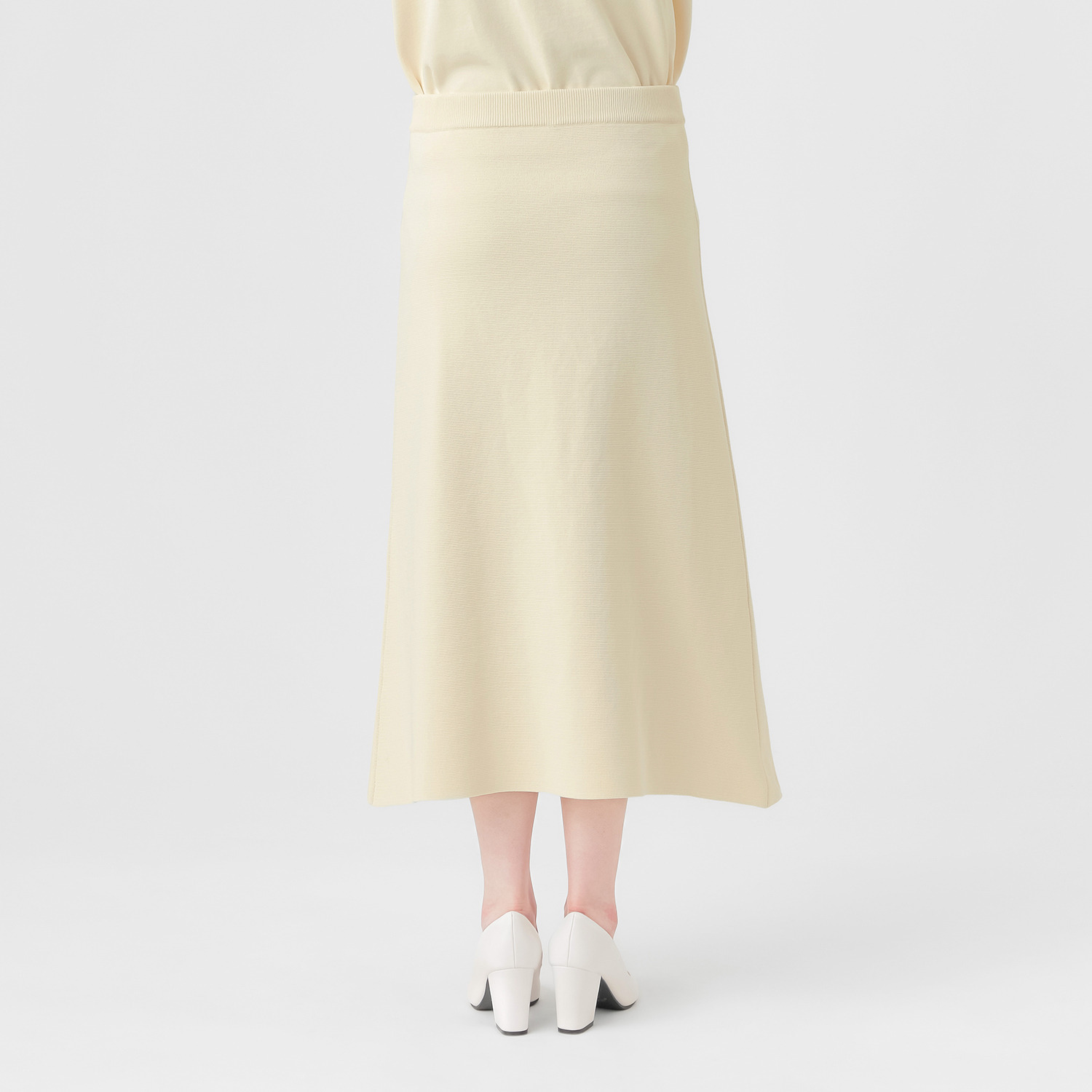 エマキュレイト 日本製 ホールガーメント ミラノリブ フレアースカート