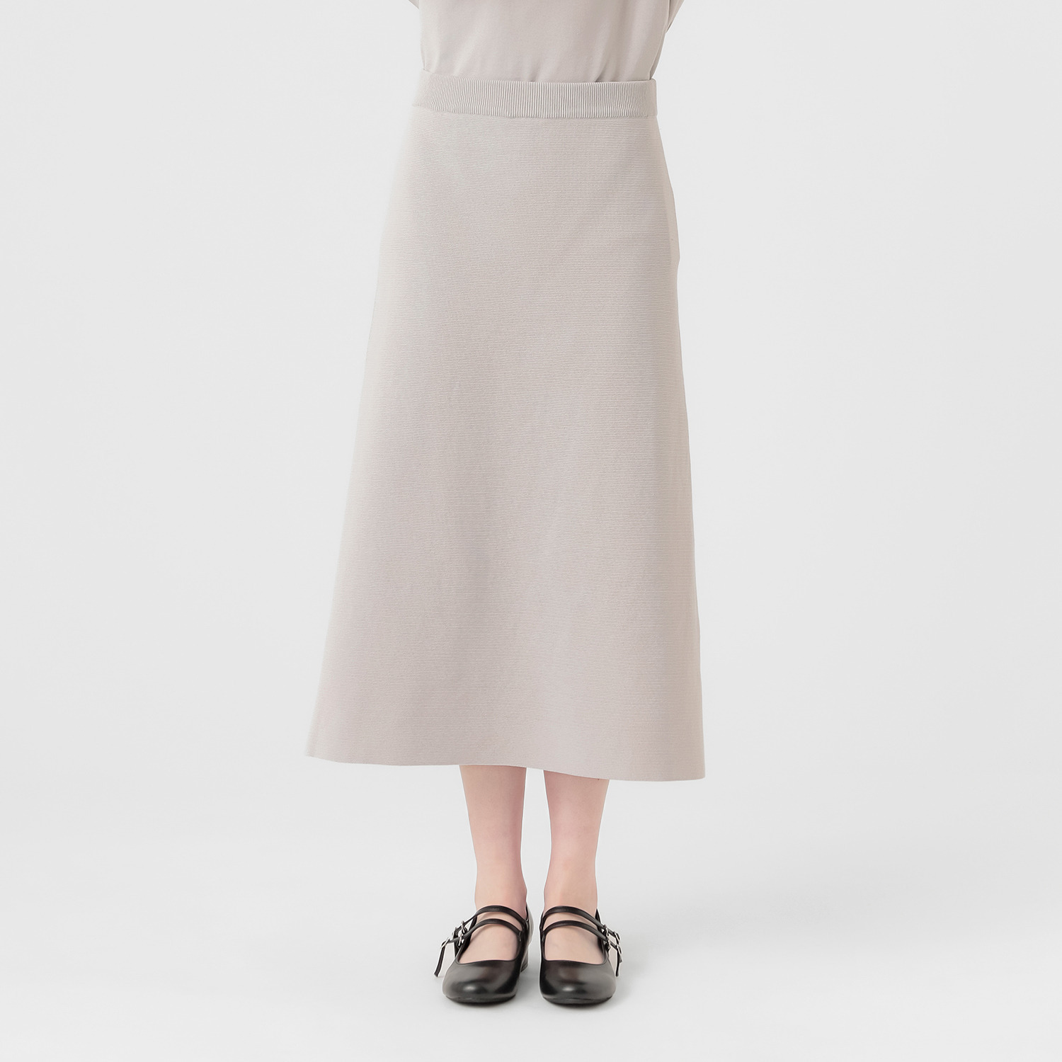 エマキュレイト 日本製 ホールガーメント ミラノリブ フレアースカート