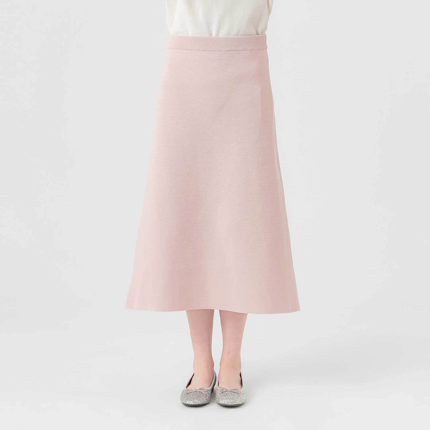 エマキュレイト 日本製 ホールガーメント ミラノリブ フレアースカート