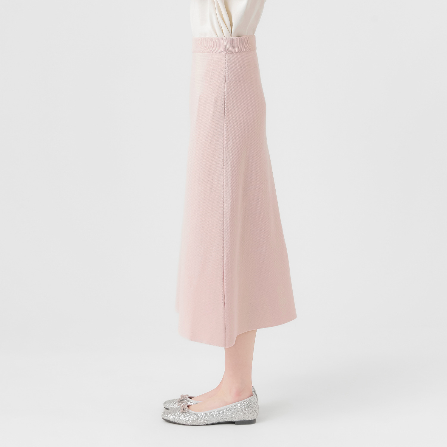 エマキュレイト 日本製 ホールガーメント ミラノリブ フレアースカート