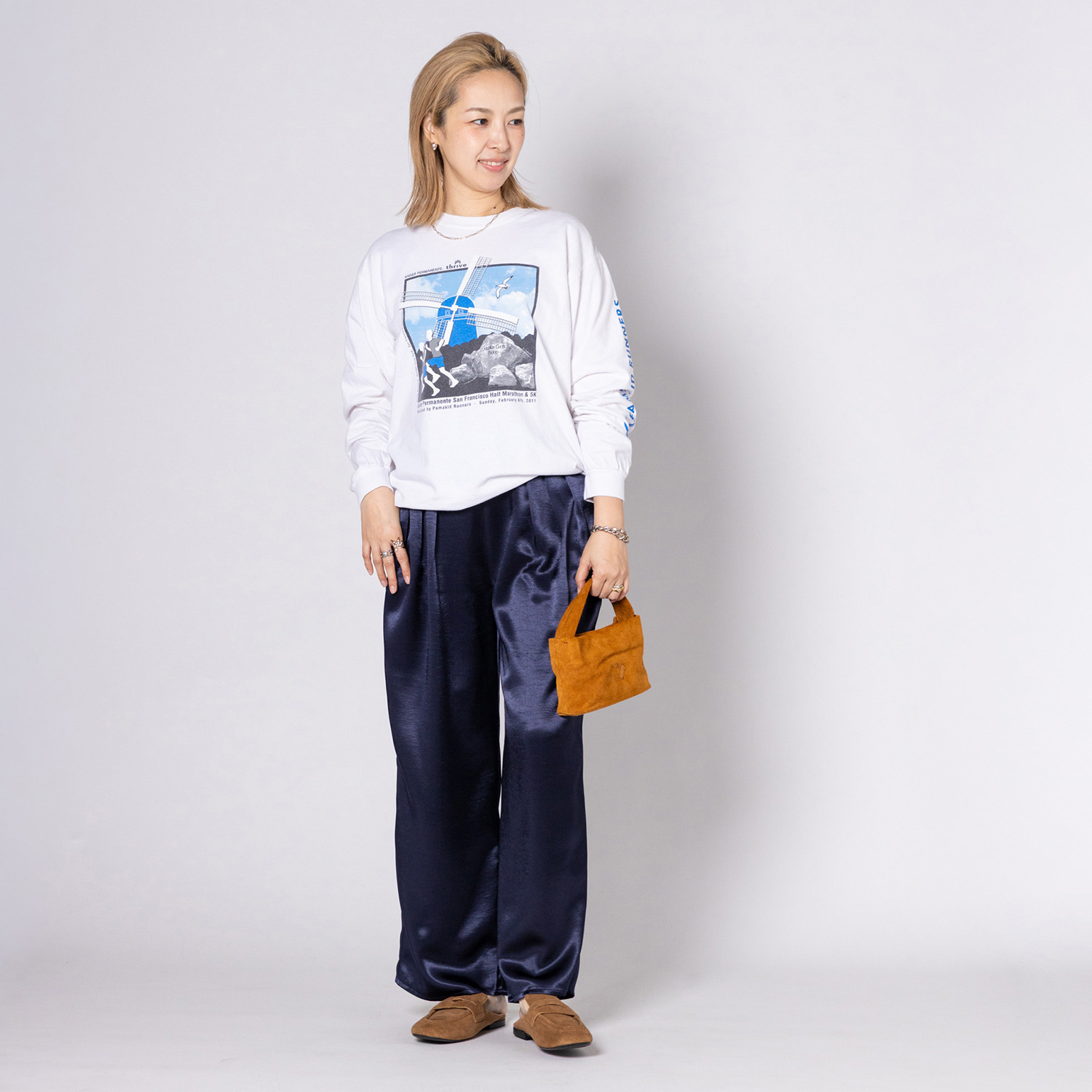 リミナル サテンタック ワイドパンツ