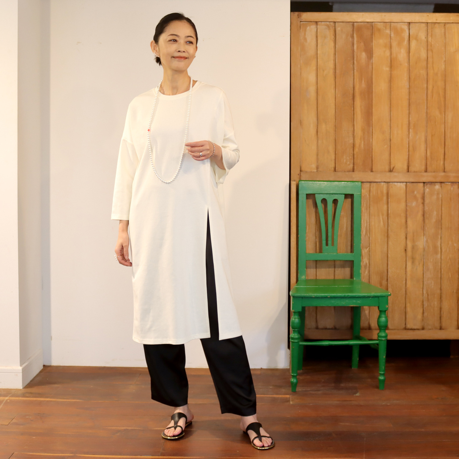 リラリー 七分袖 カットソー ロングチュニック