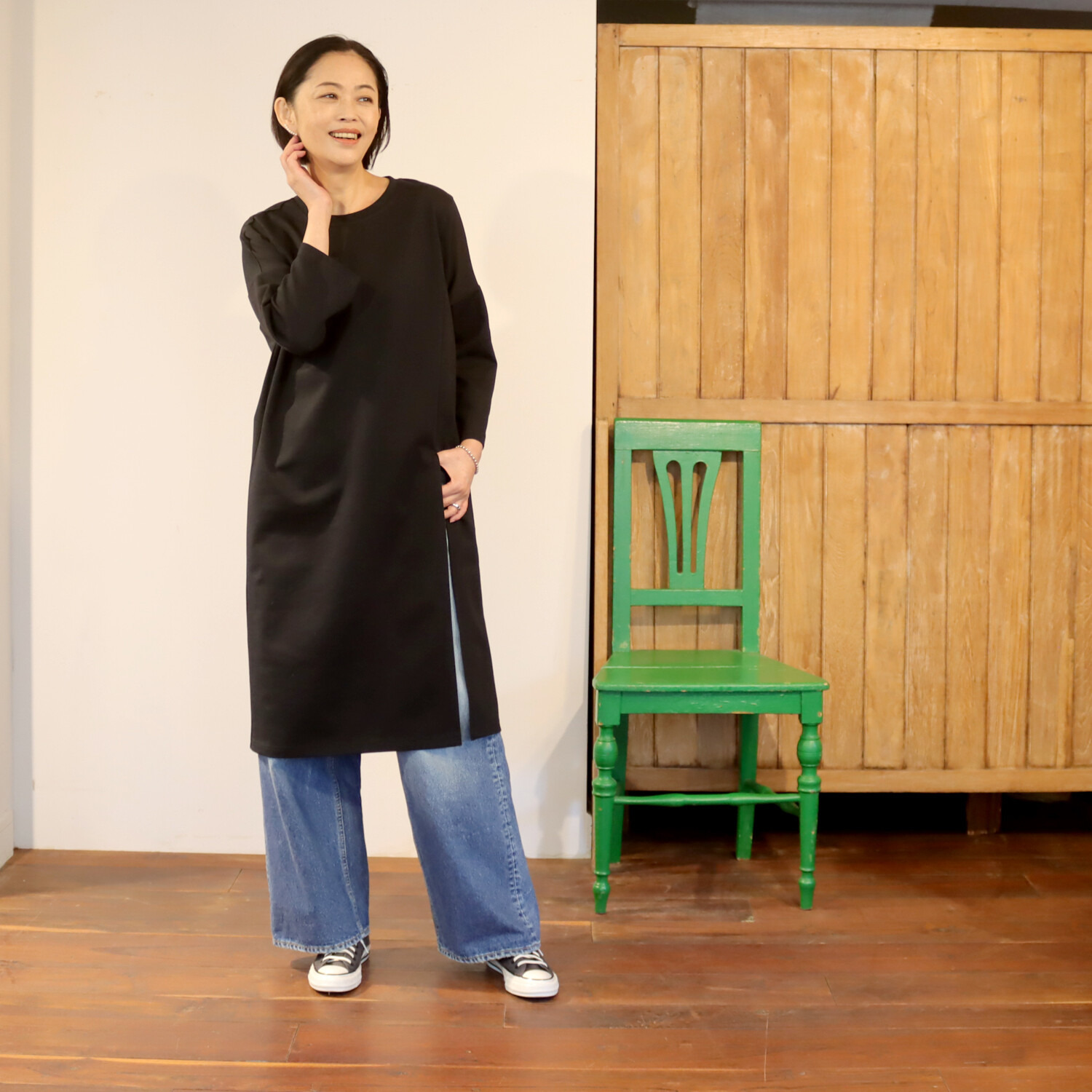 リラリー 七分袖 カットソー ロングチュニック