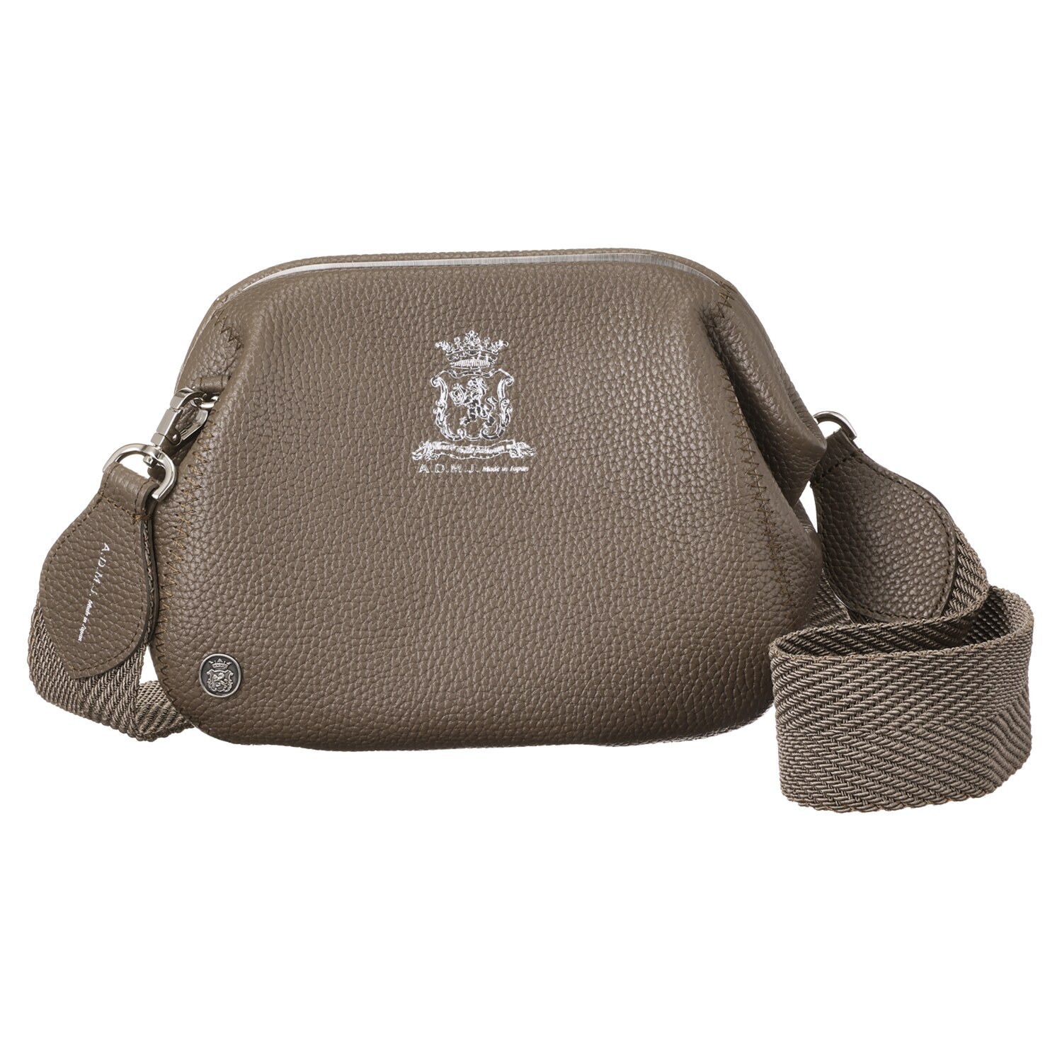 エーディーエムジェイ 牛革シュリンク型押し 口金２ウェイバッグ