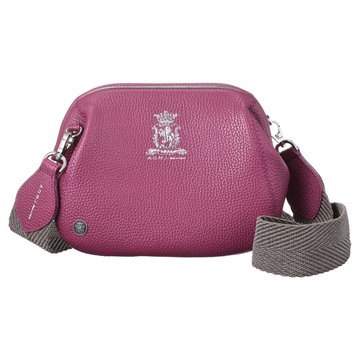 エーディーエムジェイ 牛革シュリンク型押し 口金２ウェイバッグ