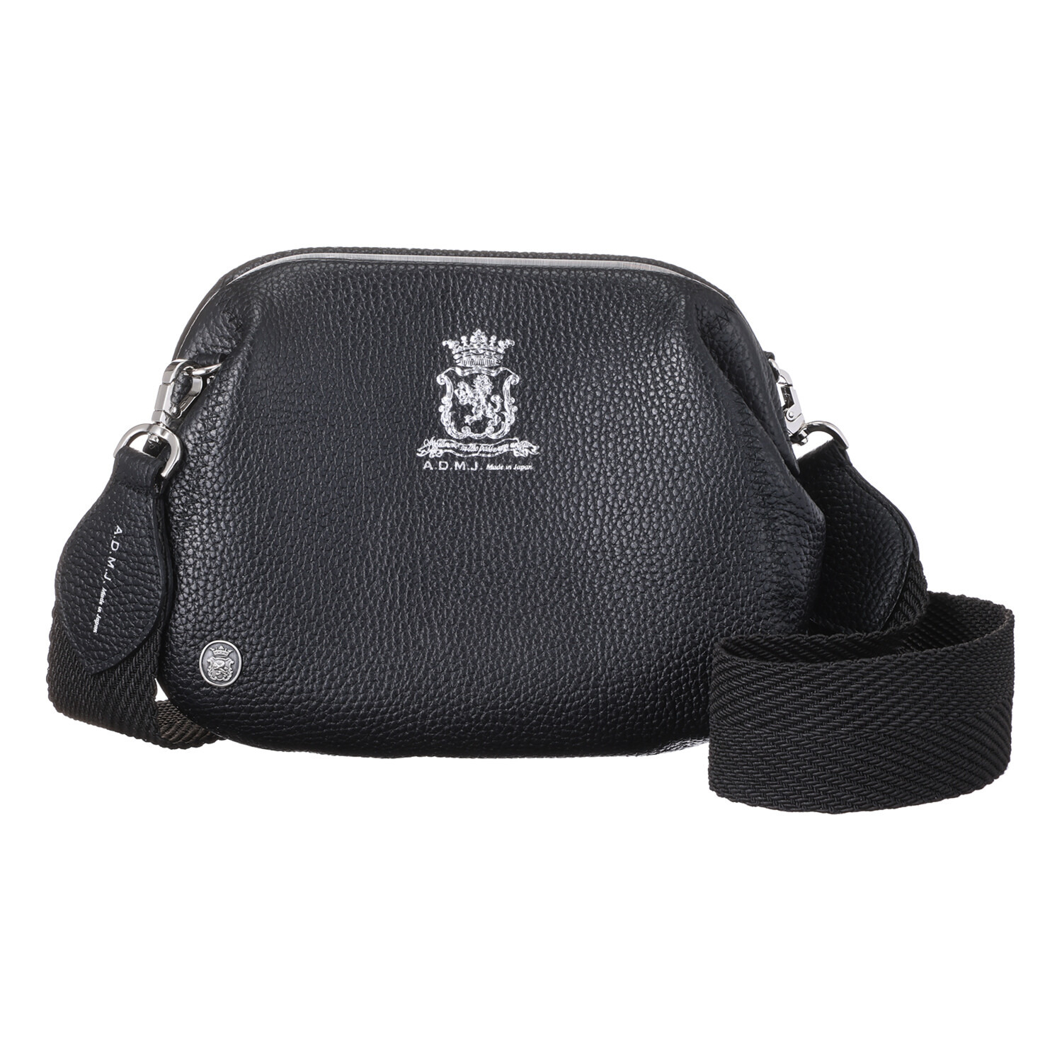 エーディーエムジェイ 牛革シュリンク型押し 口金２ウェイバッグ