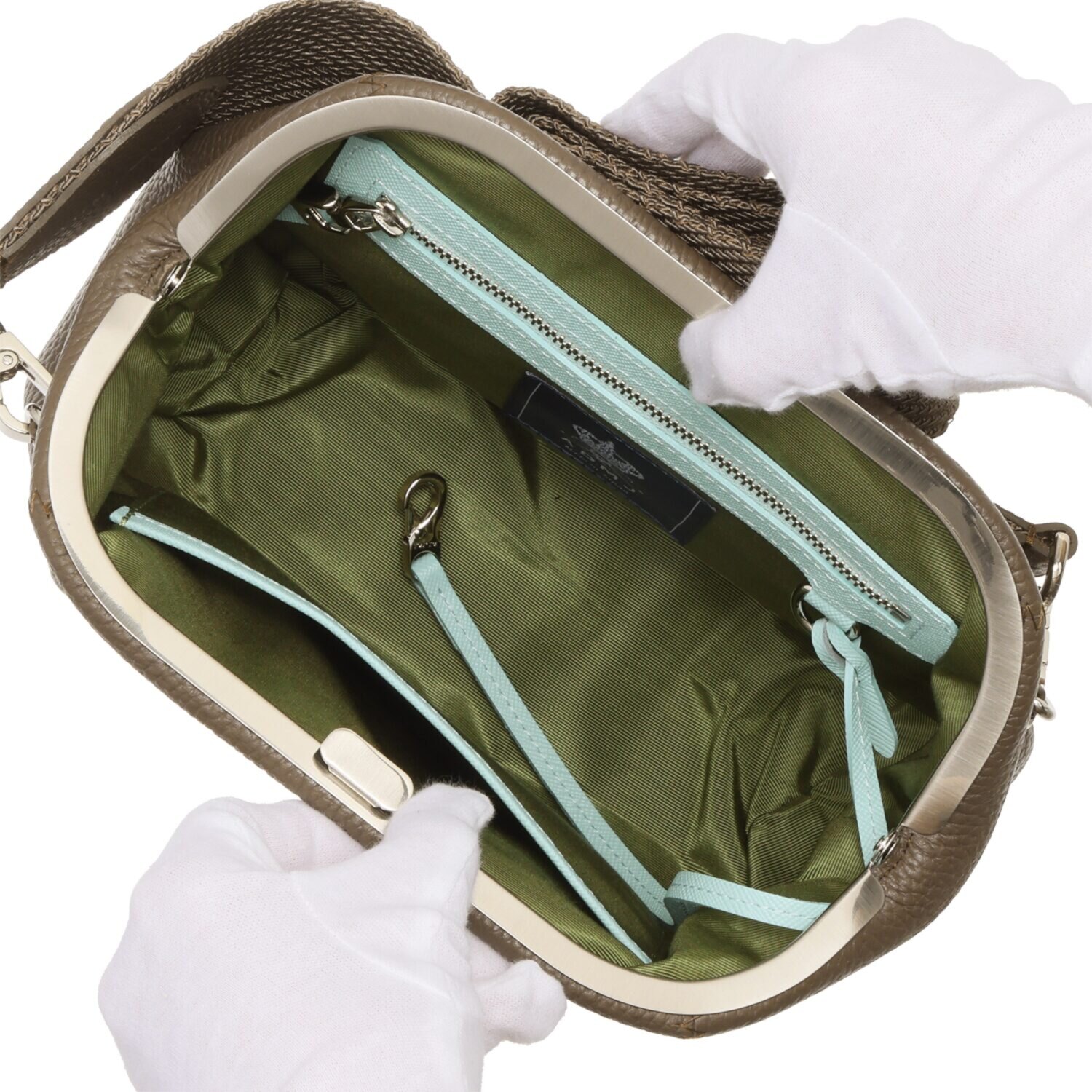 エーディーエムジェイ 牛革シュリンク型押し 口金２ウェイバッグ