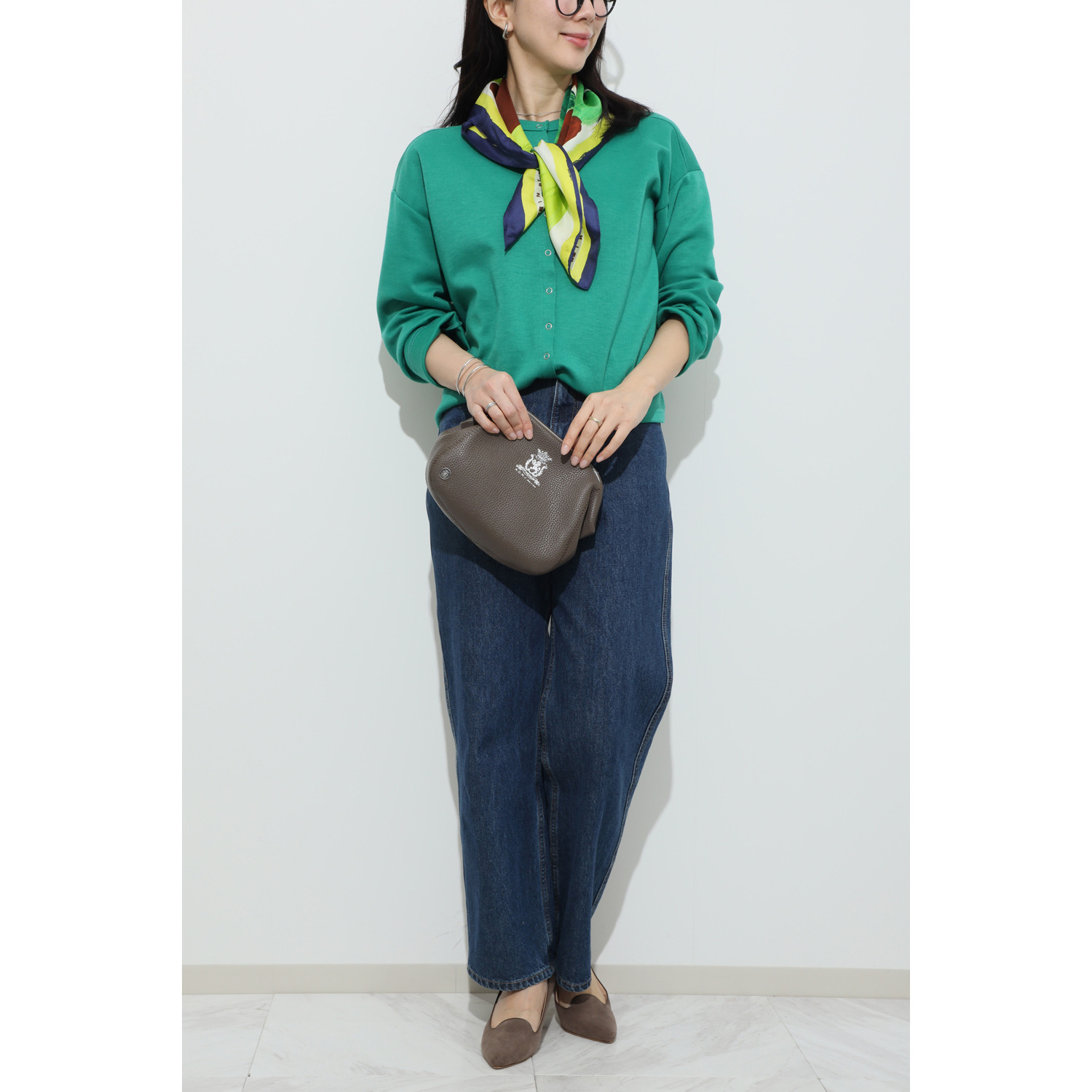 エーディーエムジェイ 牛革シュリンク型押し 口金２ウェイバッグ