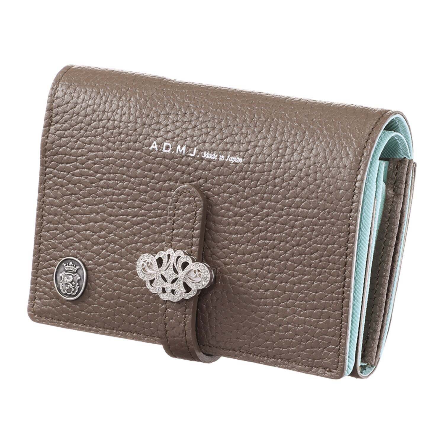 エーディーエムジェイ 牛革シュリンク型押し アールデコモティーフ スモールウォレット