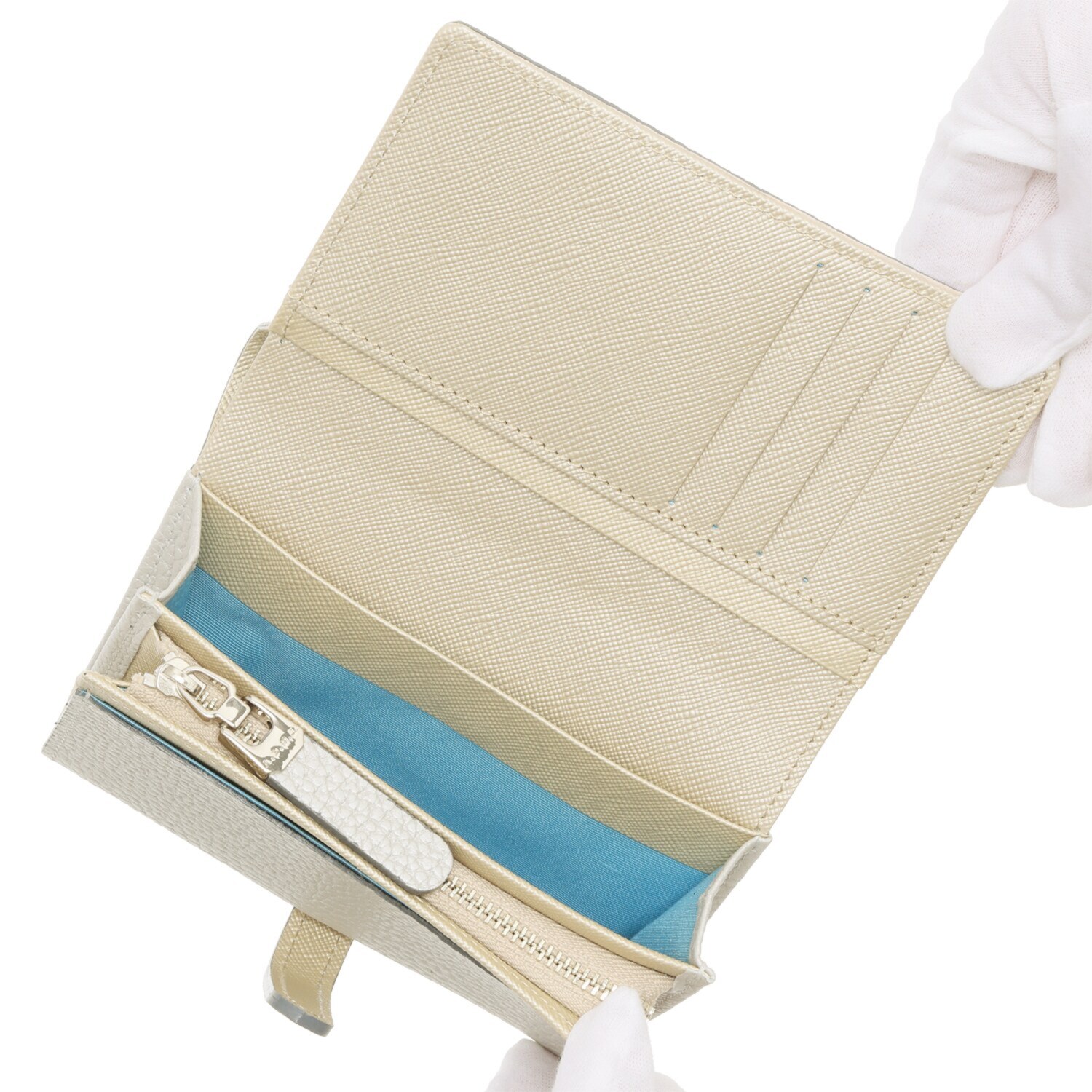 エーディーエムジェイ 牛革シュリンク型押し アールデコモティーフ スモールウォレット