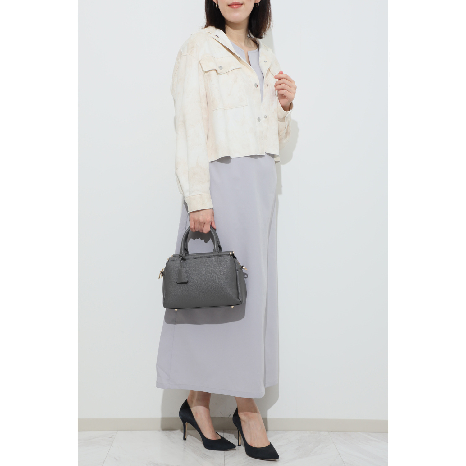 グッシオイタリー キーチャーム付 ２ウェイ スクエア型バッグ