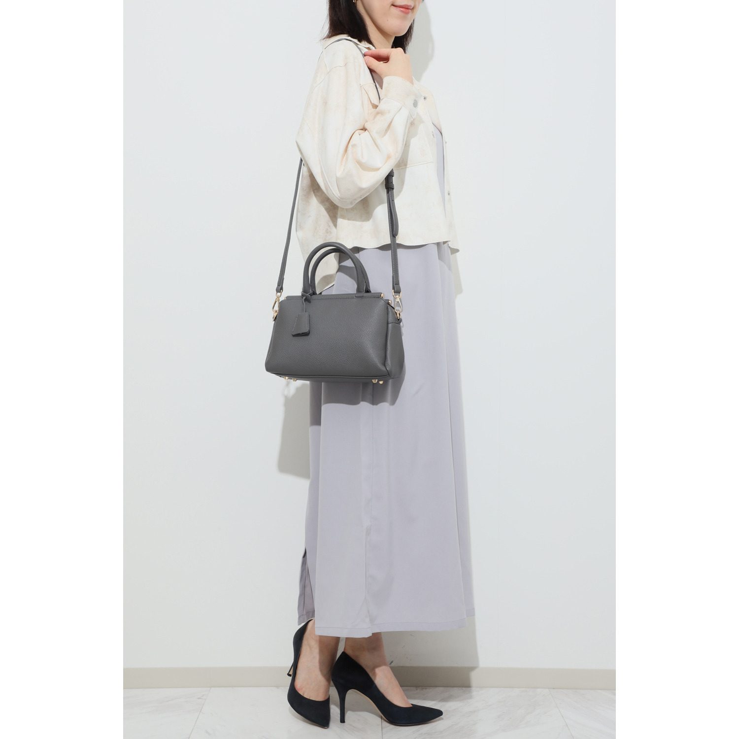 グッシオイタリー キーチャーム付 ２ウェイ スクエア型バッグ