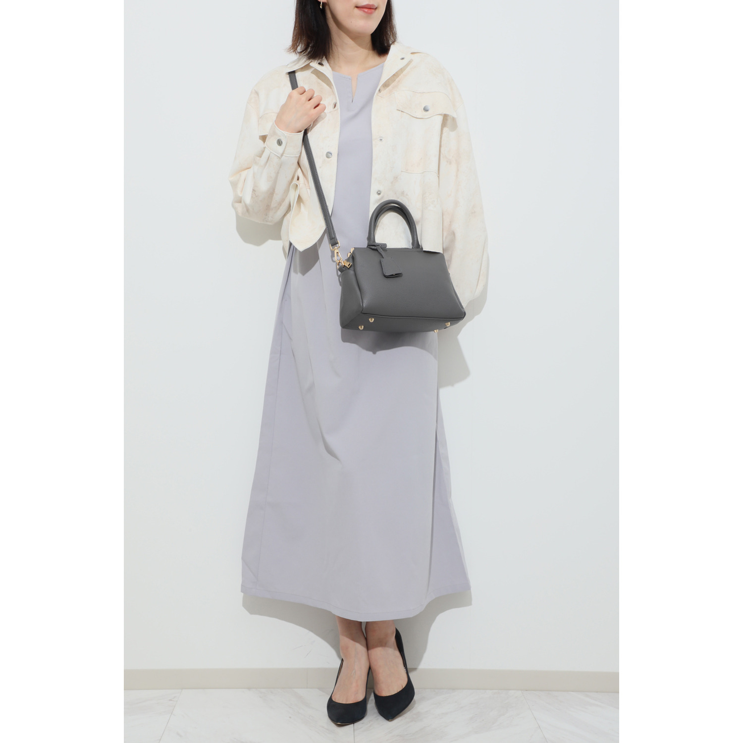 グッシオイタリー キーチャーム付 ２ウェイ スクエア型バッグ