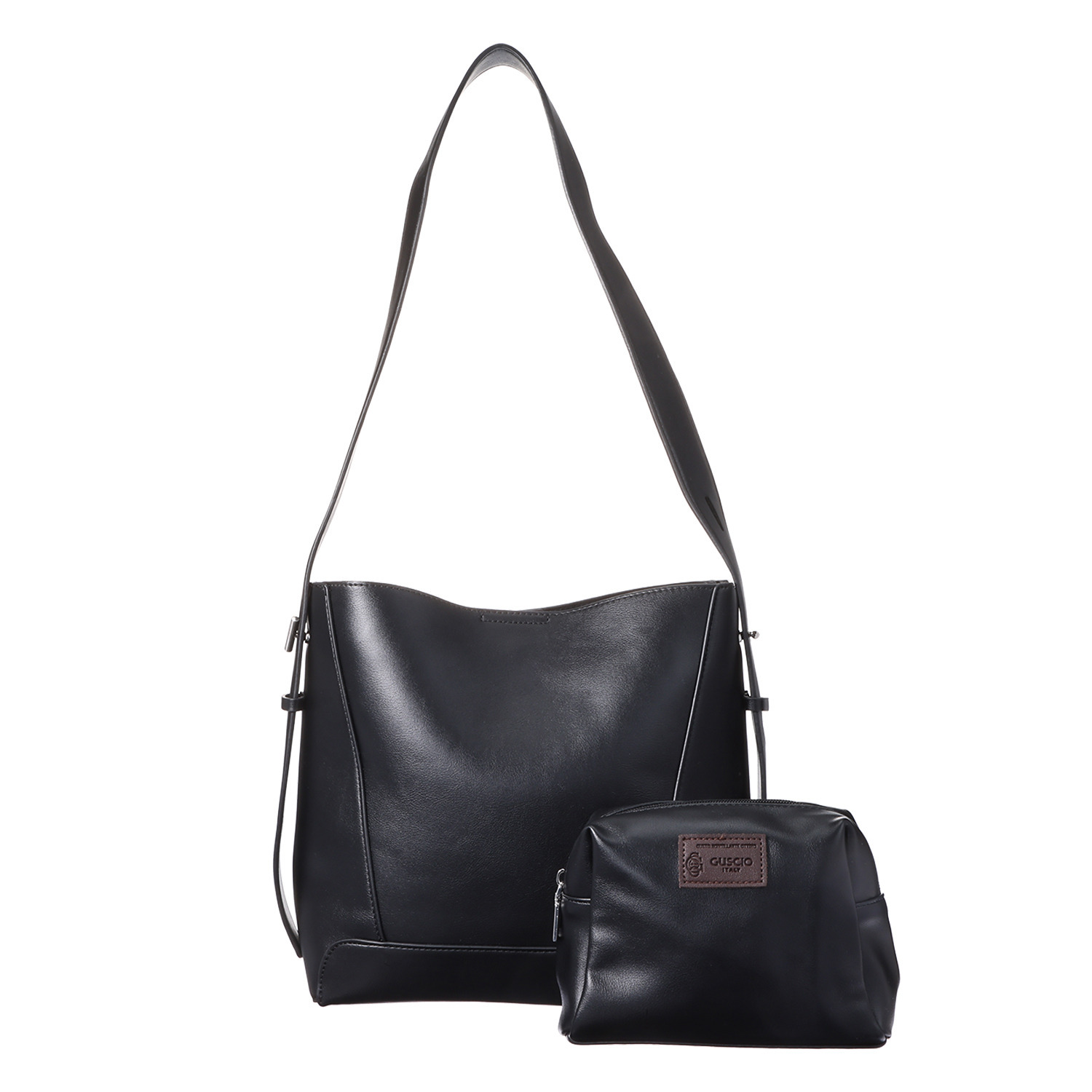 グッシオイタリー ポーチ付 スクエアショルダーバッグ