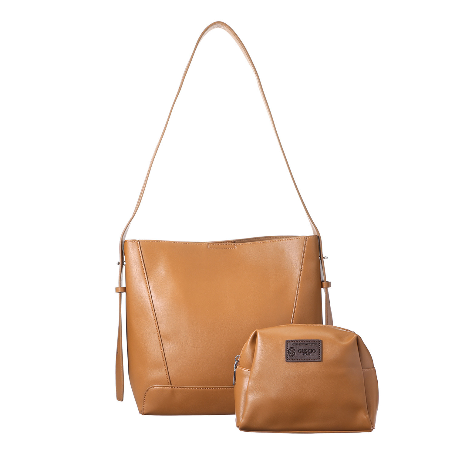 グッシオイタリー ポーチ付 スクエアショルダーバッグ