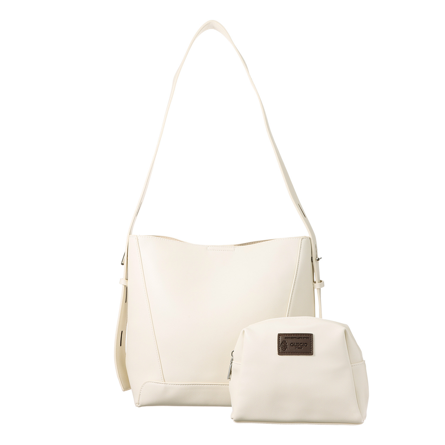 グッシオイタリー ポーチ付 スクエアショルダーバッグ