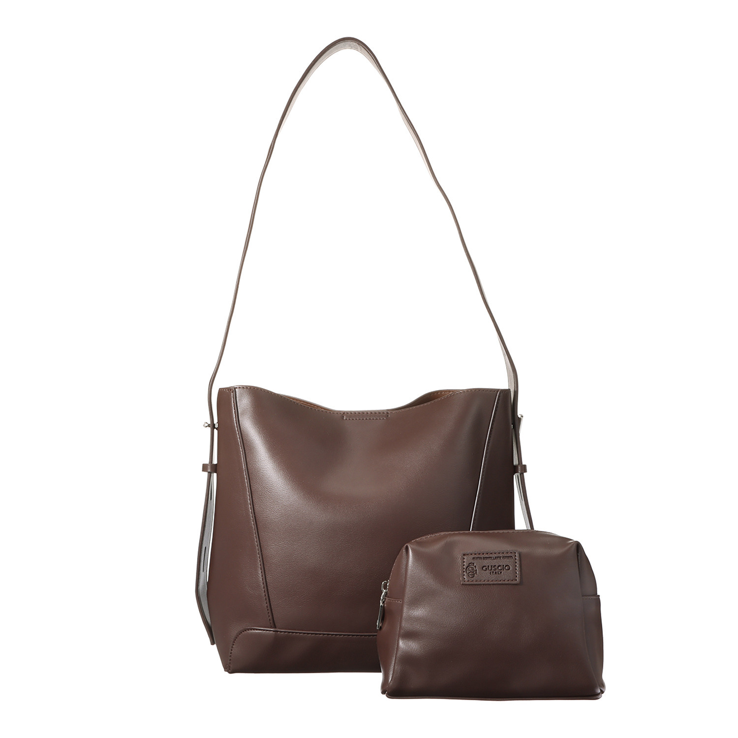 グッシオイタリー ポーチ付 スクエアショルダーバッグ