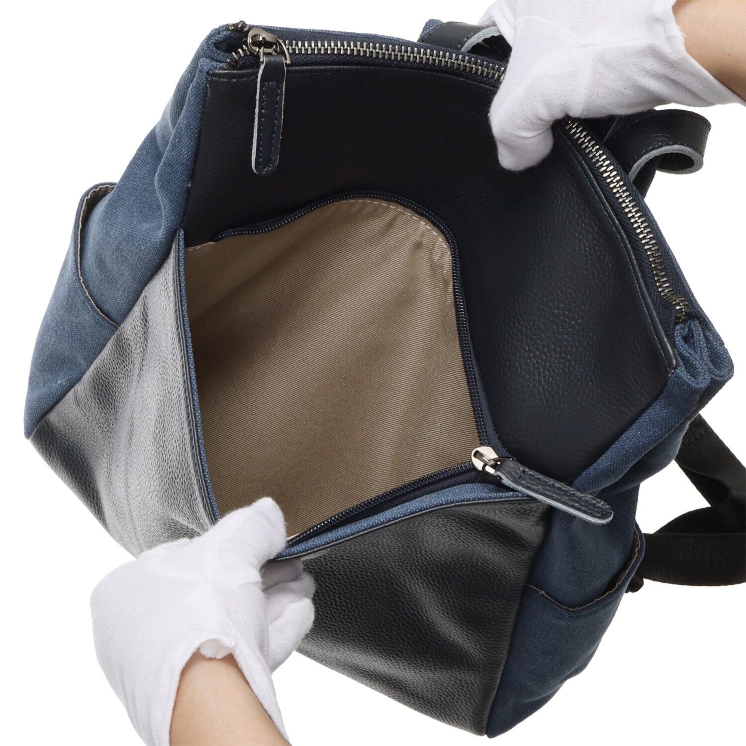 グッシオイタリー 牛革×キャンバス リュック