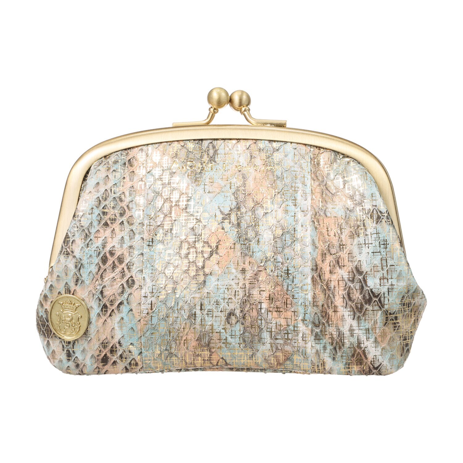 エーディーエムジェイ スネークレザー ダブル口金ウォレット