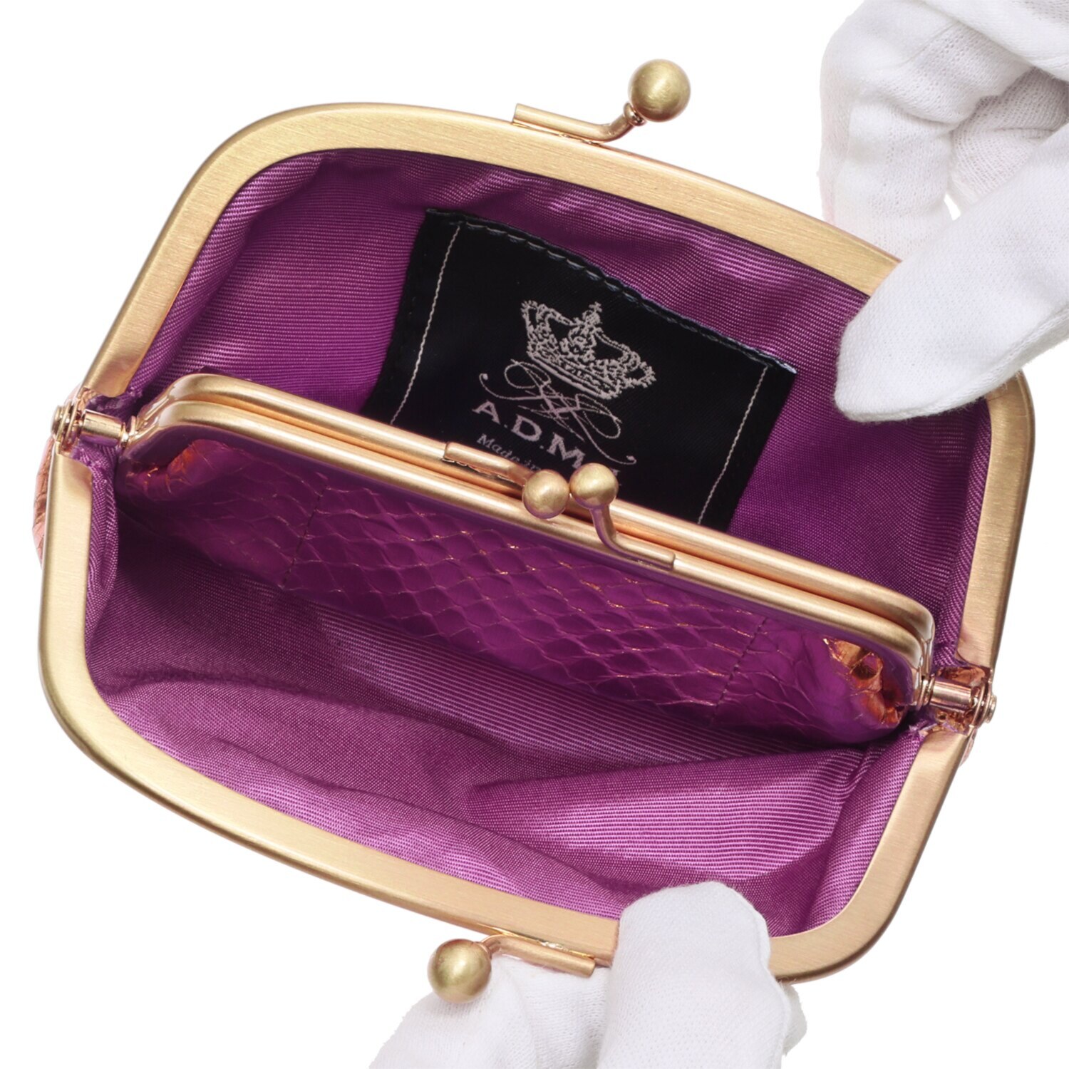 エーディーエムジェイ スネークレザー ダブル口金ウォレット