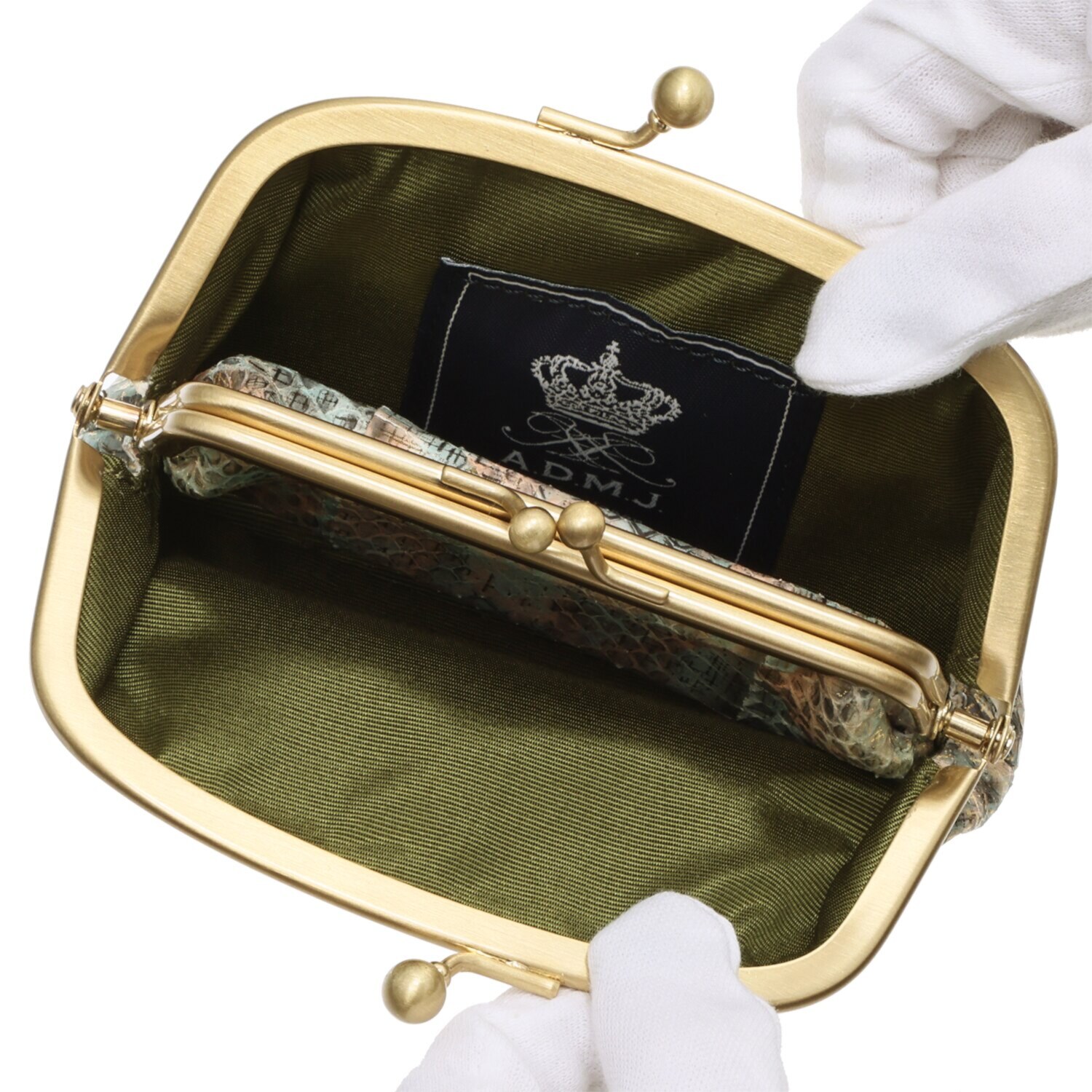 エーディーエムジェイ スネークレザー ダブル口金ウォレット