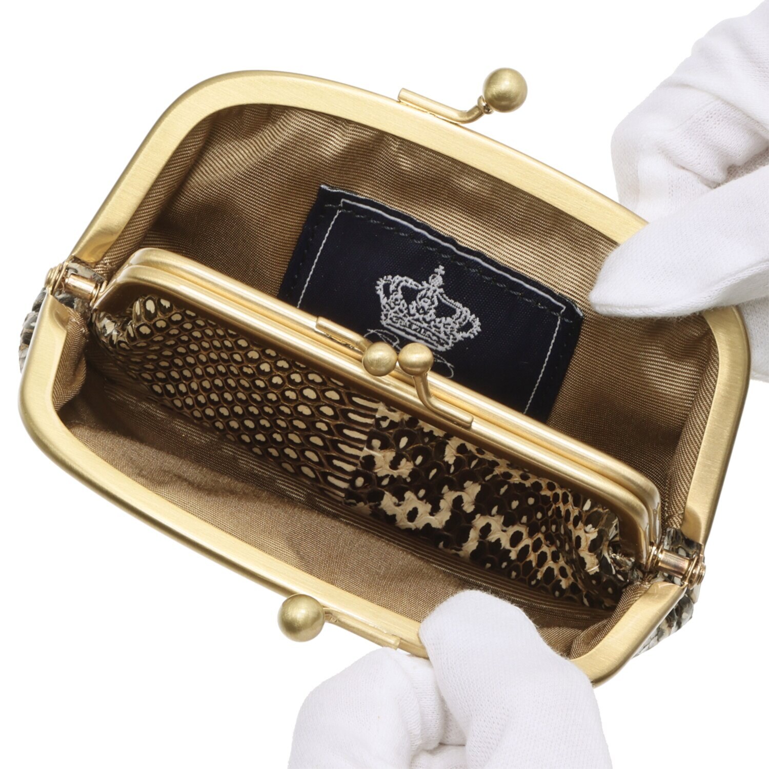 エーディーエムジェイ スネークレザー ダブル口金ウォレット