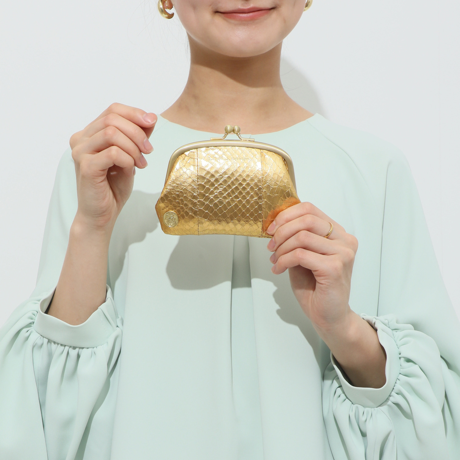 エーディーエムジェイ スネークレザー ダブル口金ウォレット