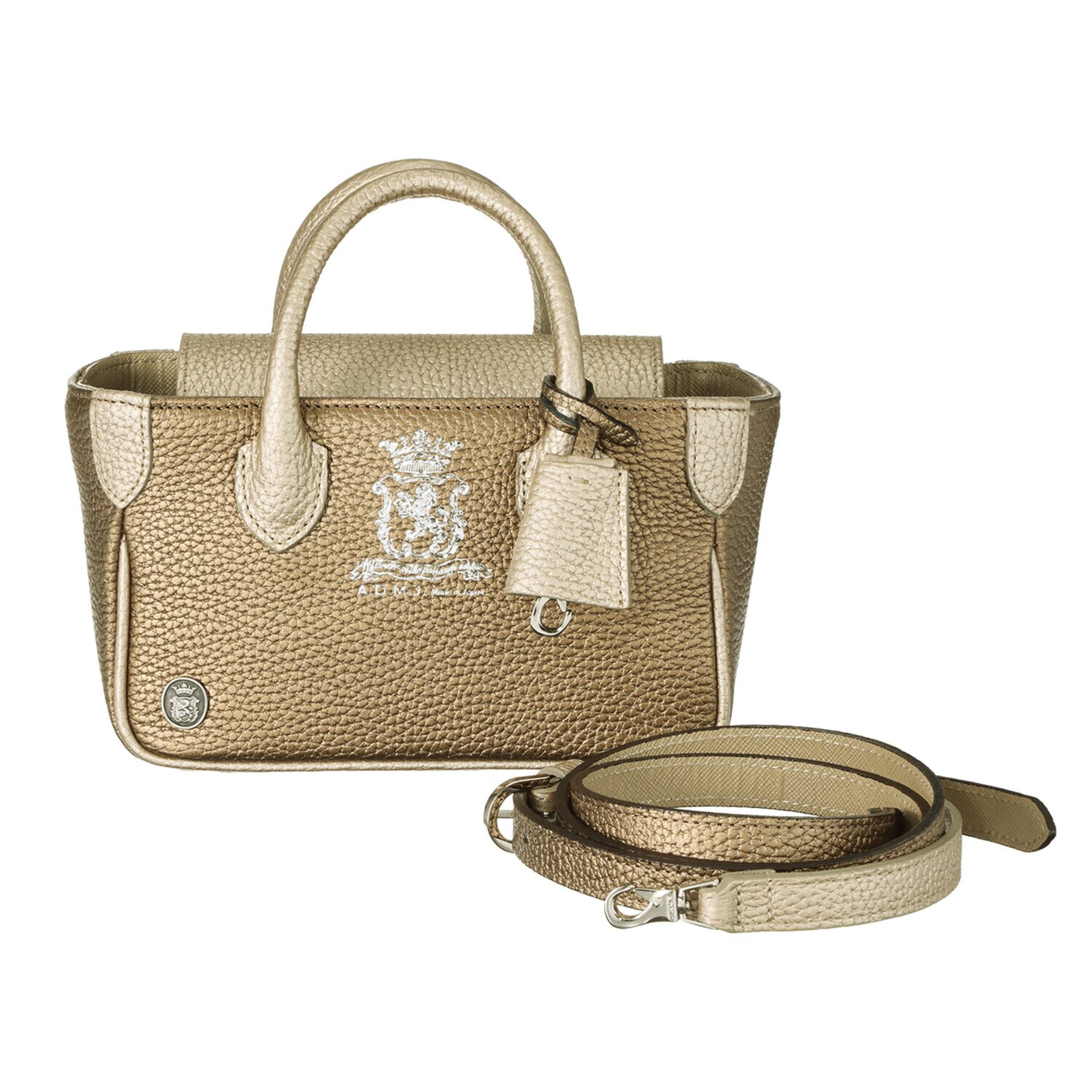 エーディーエムジェイ 牛革シュリンク型押し 配色　２ウェイ マイクロミニトートバッグ