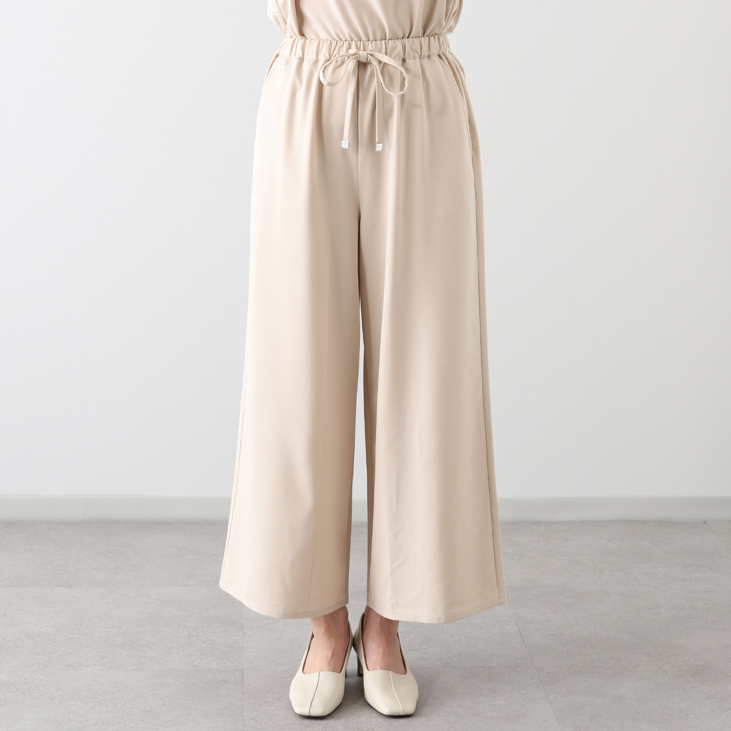 イシカワラボ★ヒトミ ストレッチツイル ドロストアクセント セミワイドパンツ