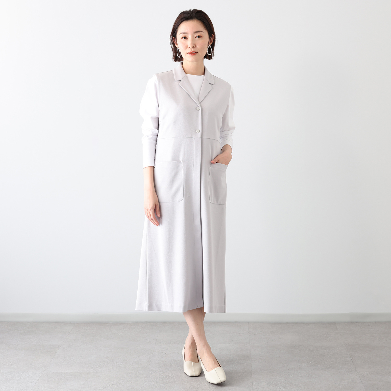 イシカワラボ★ヒトミ バックサテンジョーゼット ロングジレにもなる ジャンパースカート