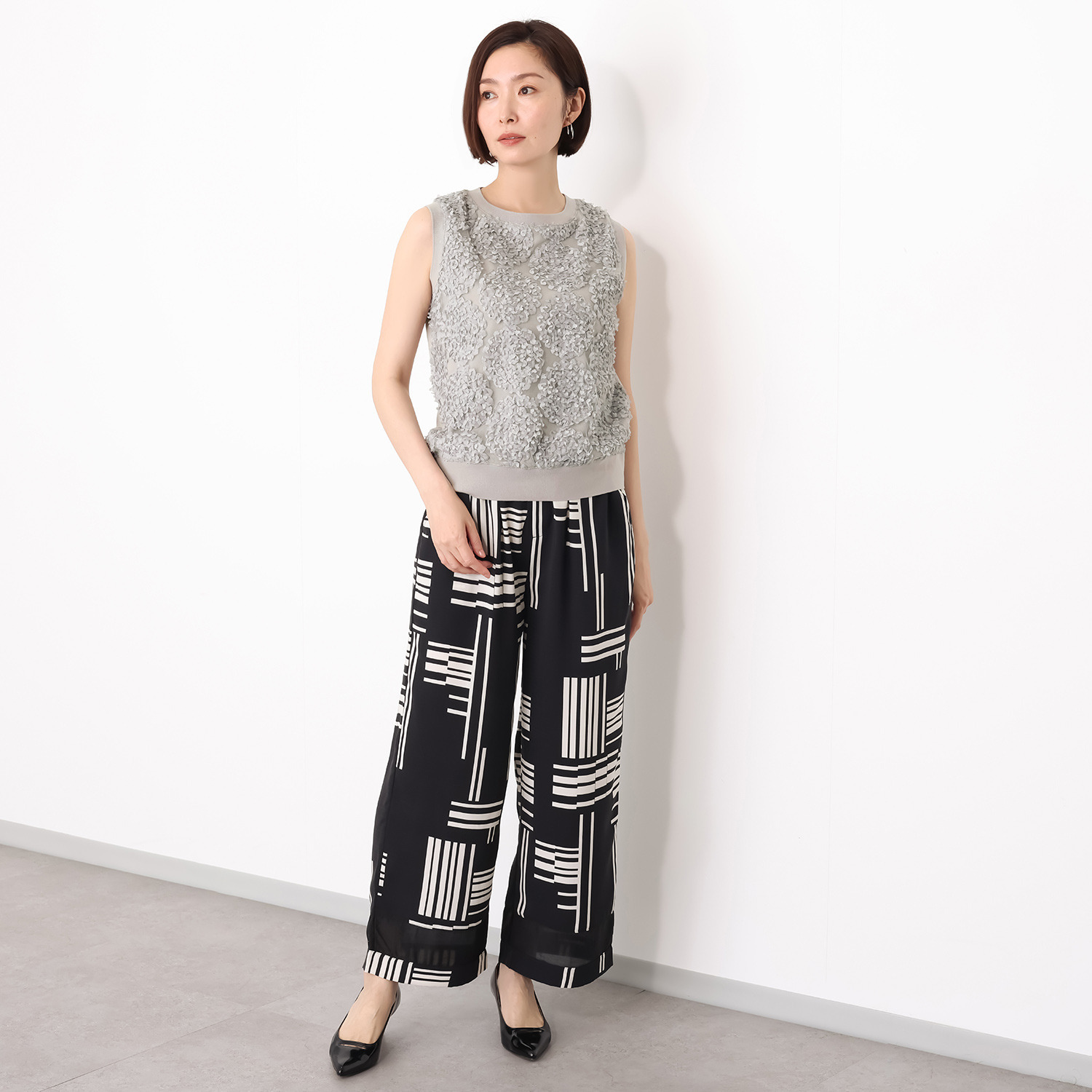 スタイル・ラヴィー テープ刺しゅう リブ編アクセント プルオーバー