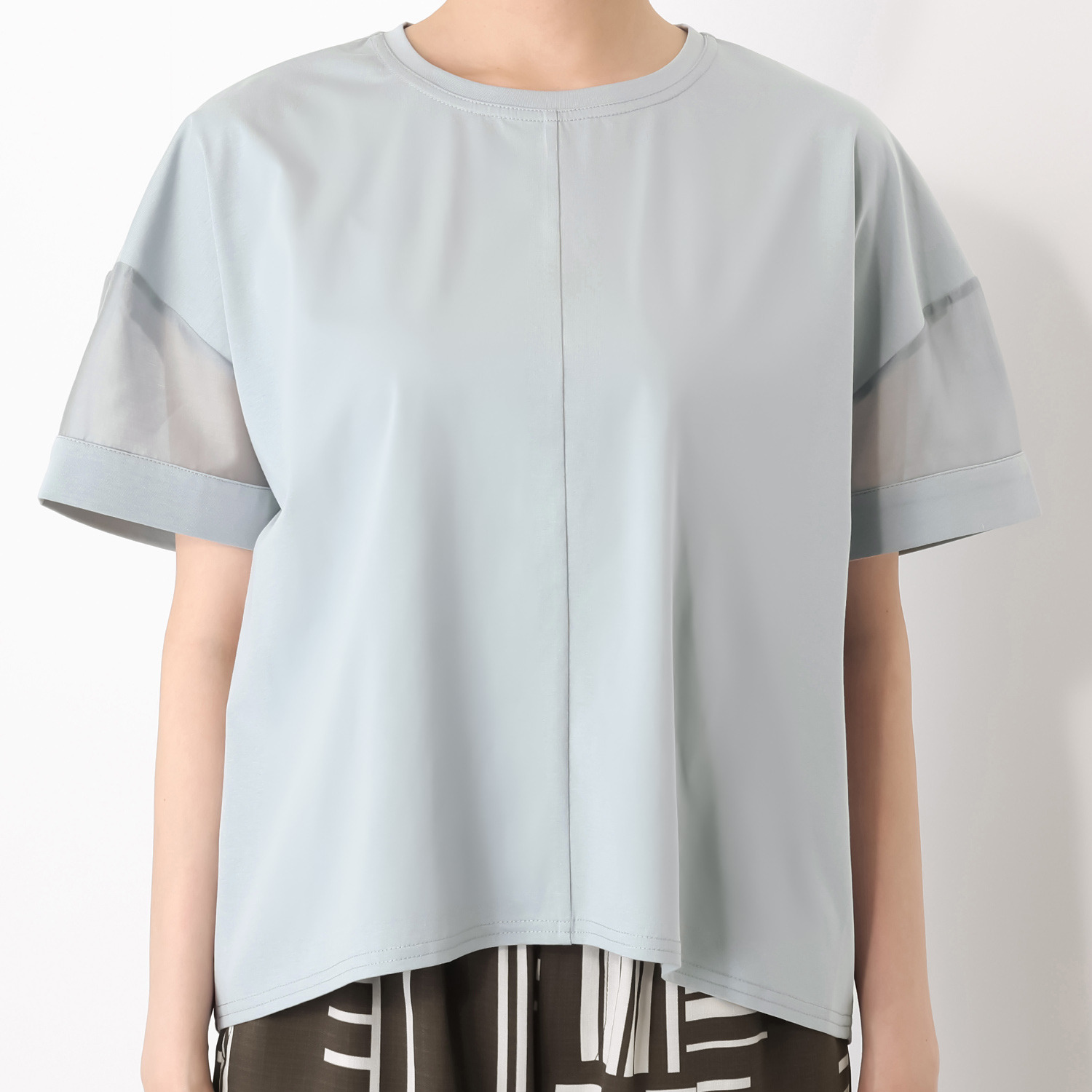 スタイル・ラヴィー 接触冷感 シアーアクセント ボトムを選ばない ドロップショルダー プルオーバー