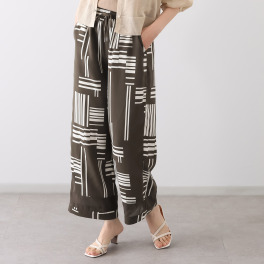 スタイル・ラヴィー シアー切替アクセント 幾何学プリント イージーパンツ
