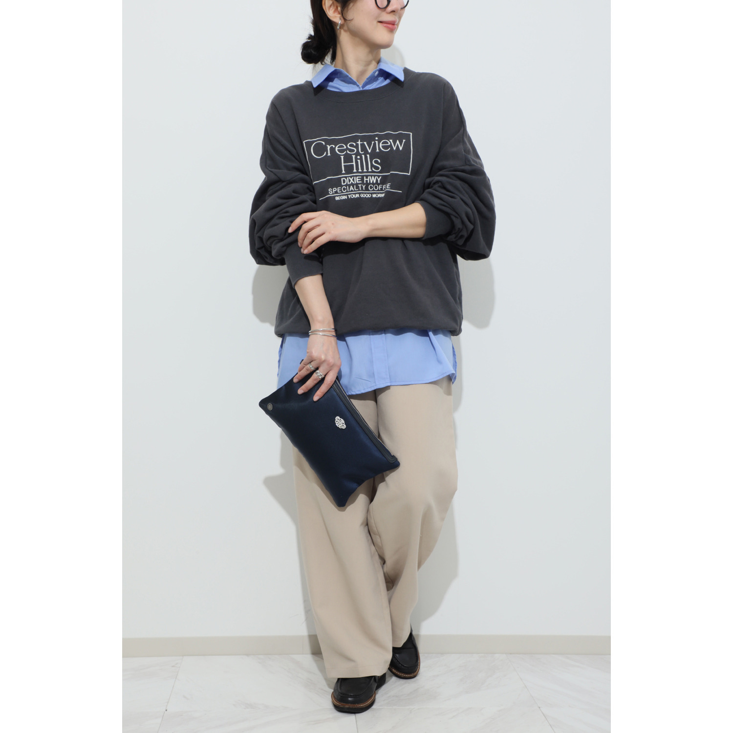 エーディーエムジェイ はっ水 ナイロンリュクス アールデコモティーフ クラッチポーチ