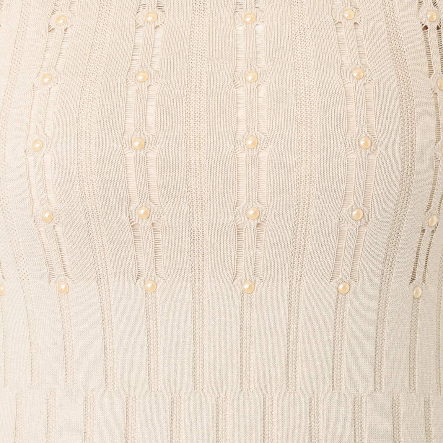 クリス・セリーン インナードレス付 セラミックパール アクセント 立体リブ変化編 ワンピース