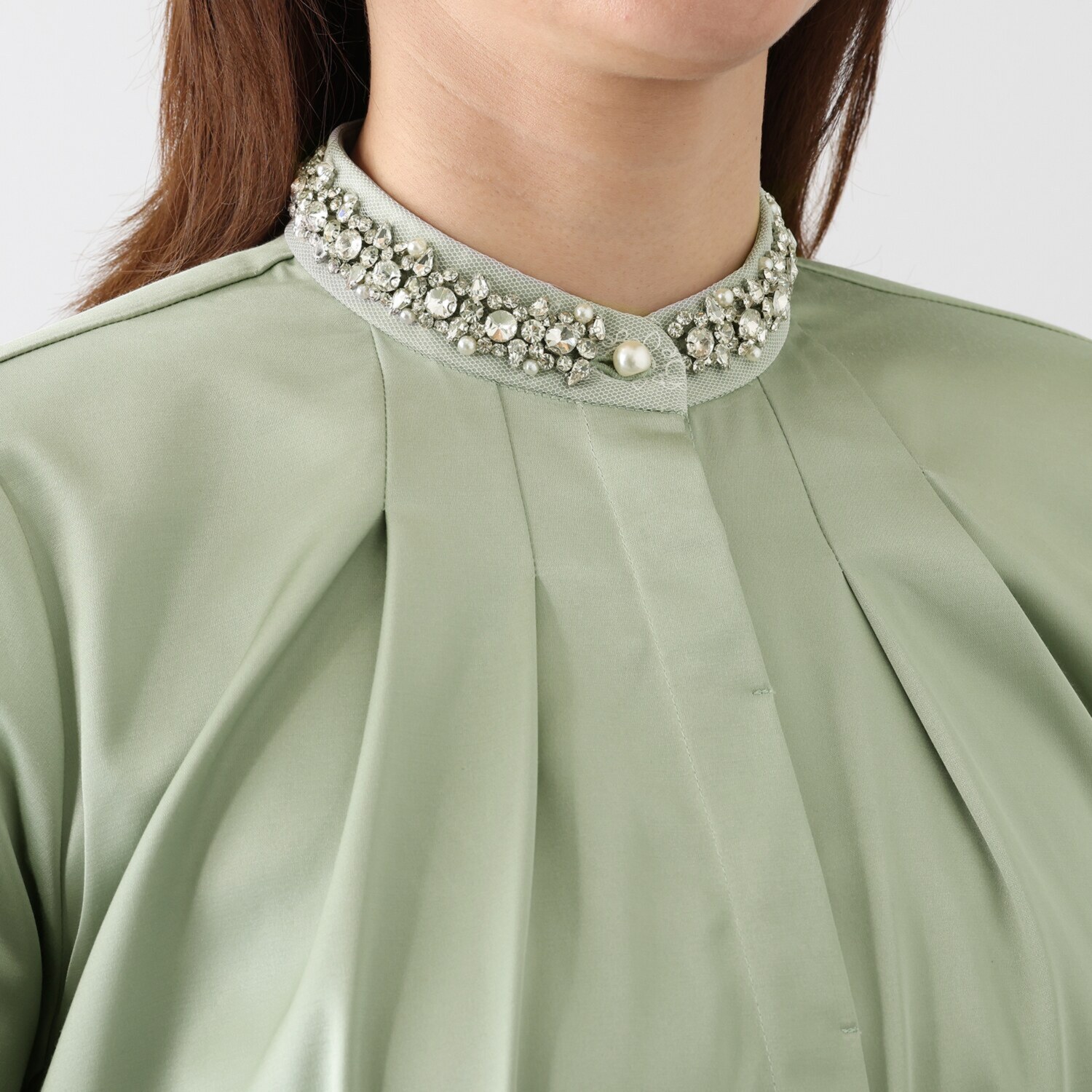 クリス・セリーン イミテーションパール＆ ビジュウアクセント ブラウス