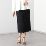 クリス・セリーン フラワーモティーフ レーザーカット刺しゅう ペンシルスカート