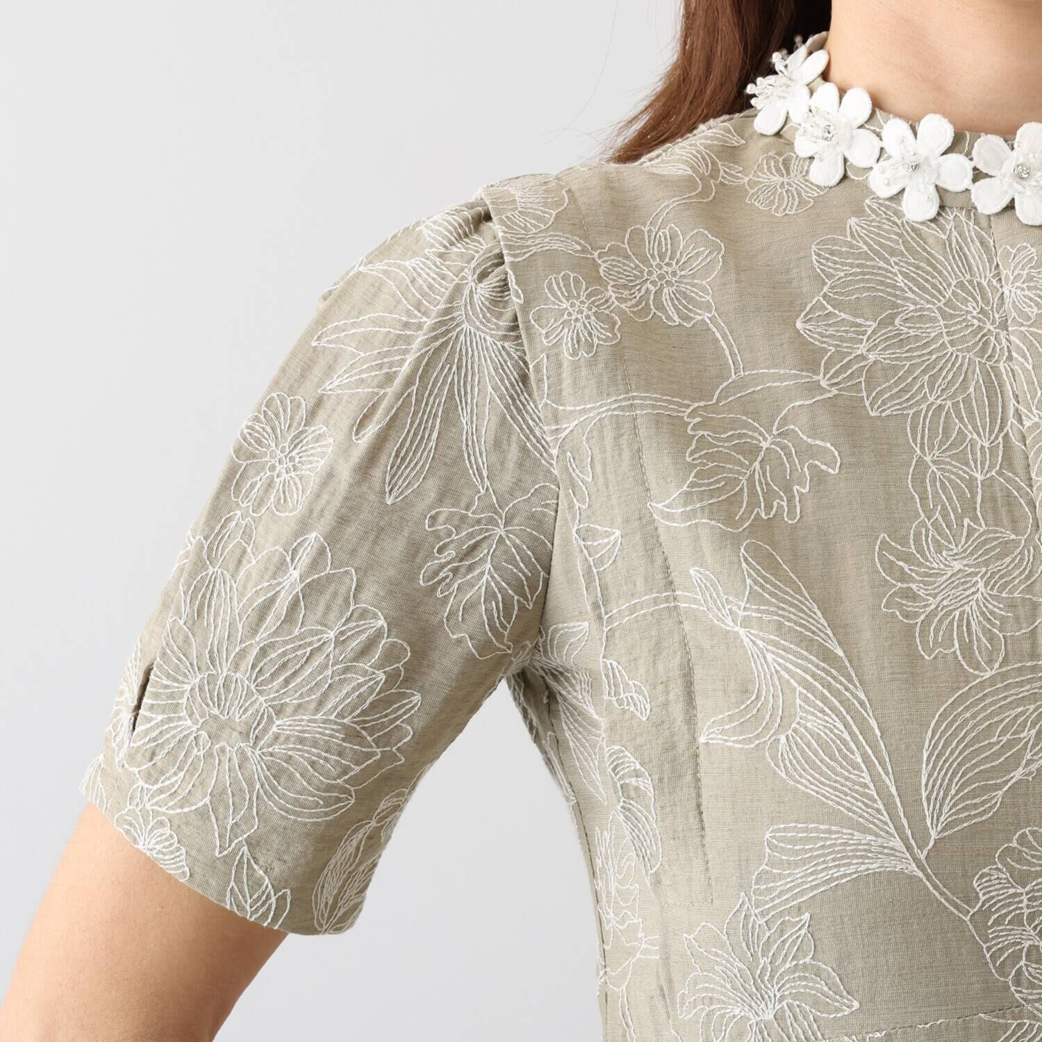 クリス・セリーン ボタニカルフラワー 刺しゅうドレス