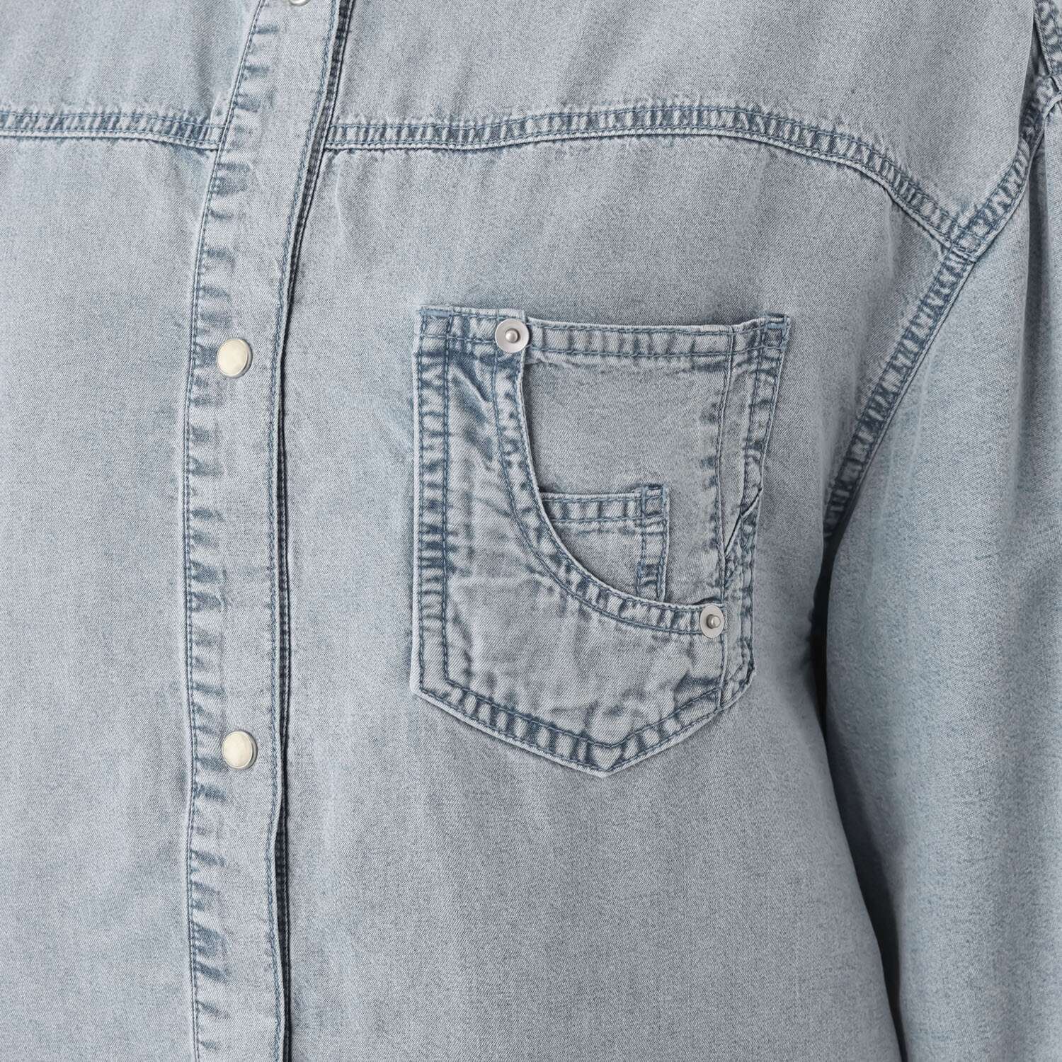 ヘブンアンドアース 接触冷感 アンティーク加工 デニムシャツ