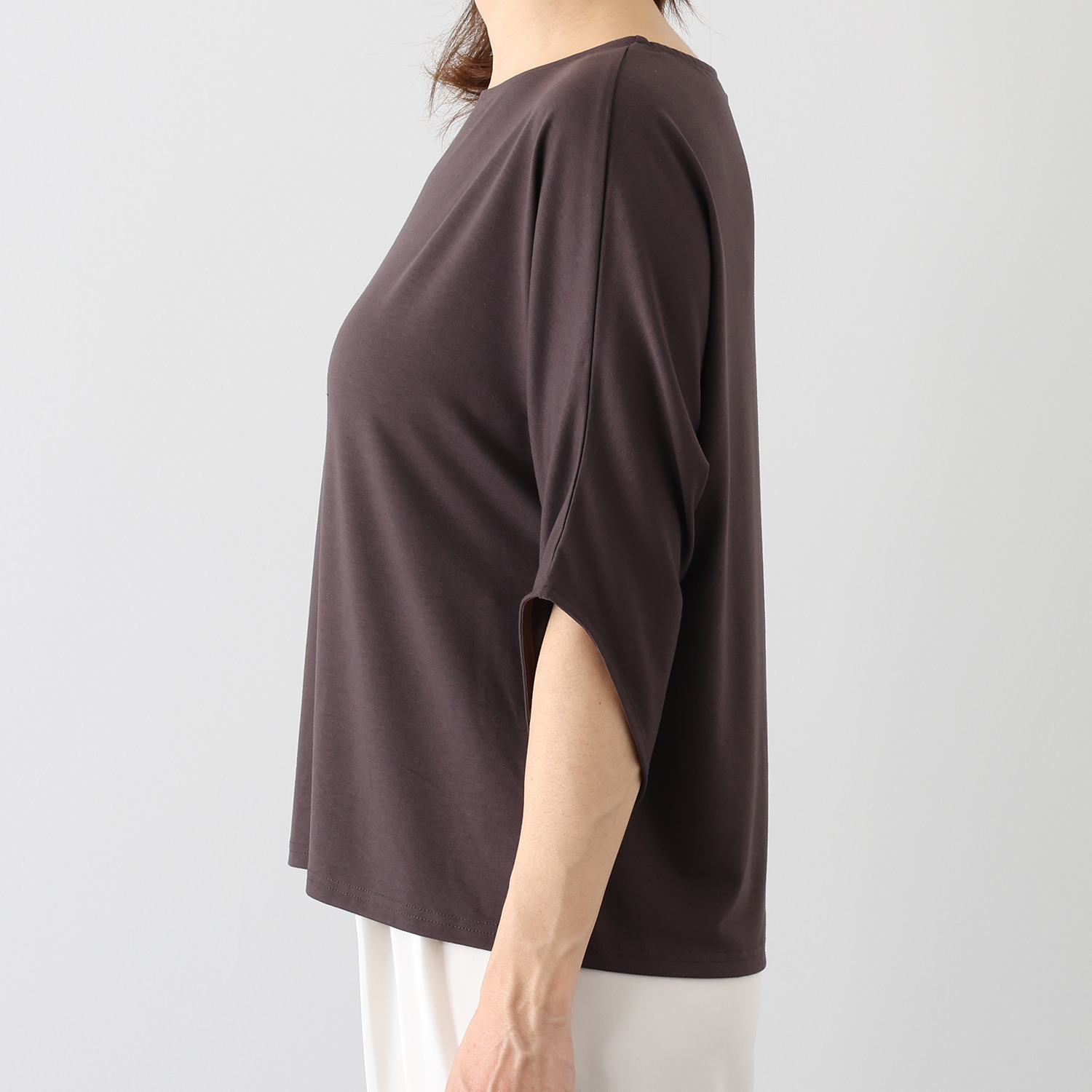 シルバーミントシュガー レース＆フィブリルツイル ブラウス風ベストと ドルマンスリーブ デザインプルオーバー アンサンブル